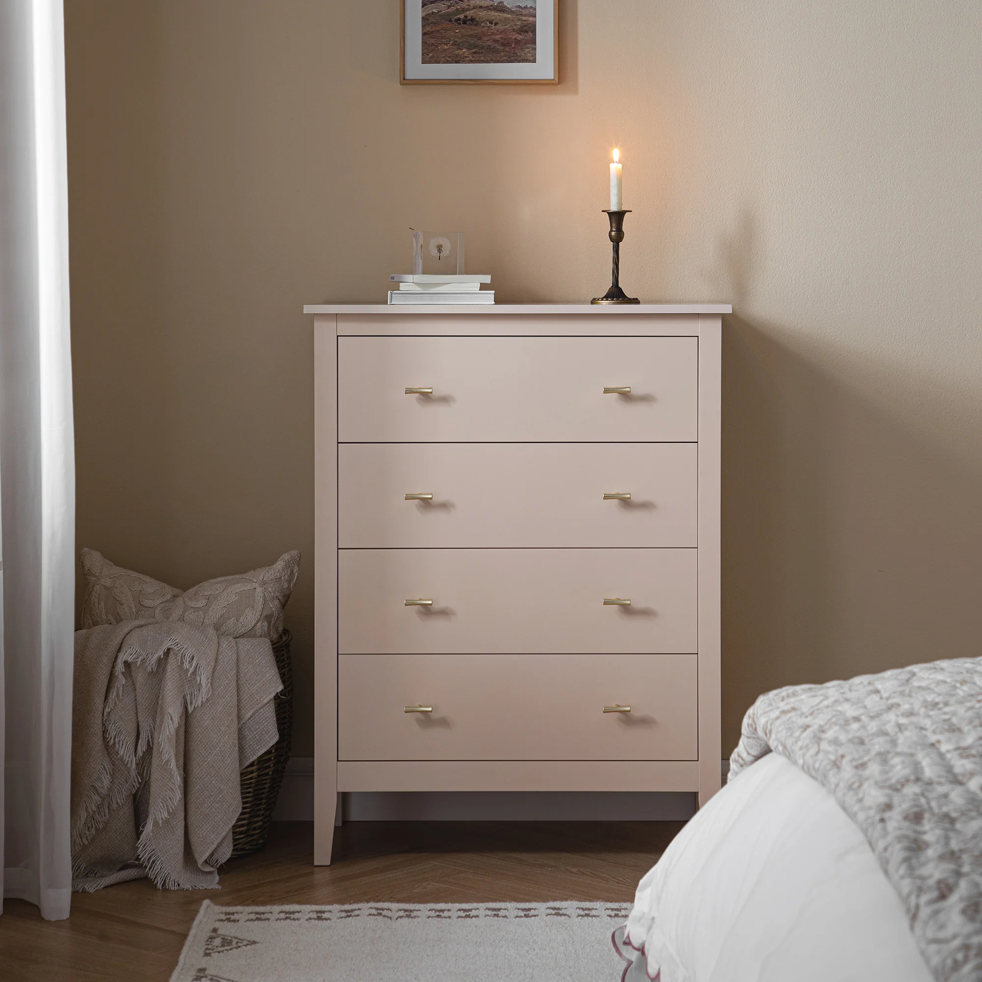 Oakham Chest of 4 Drawers, Nude Pink - Image 2