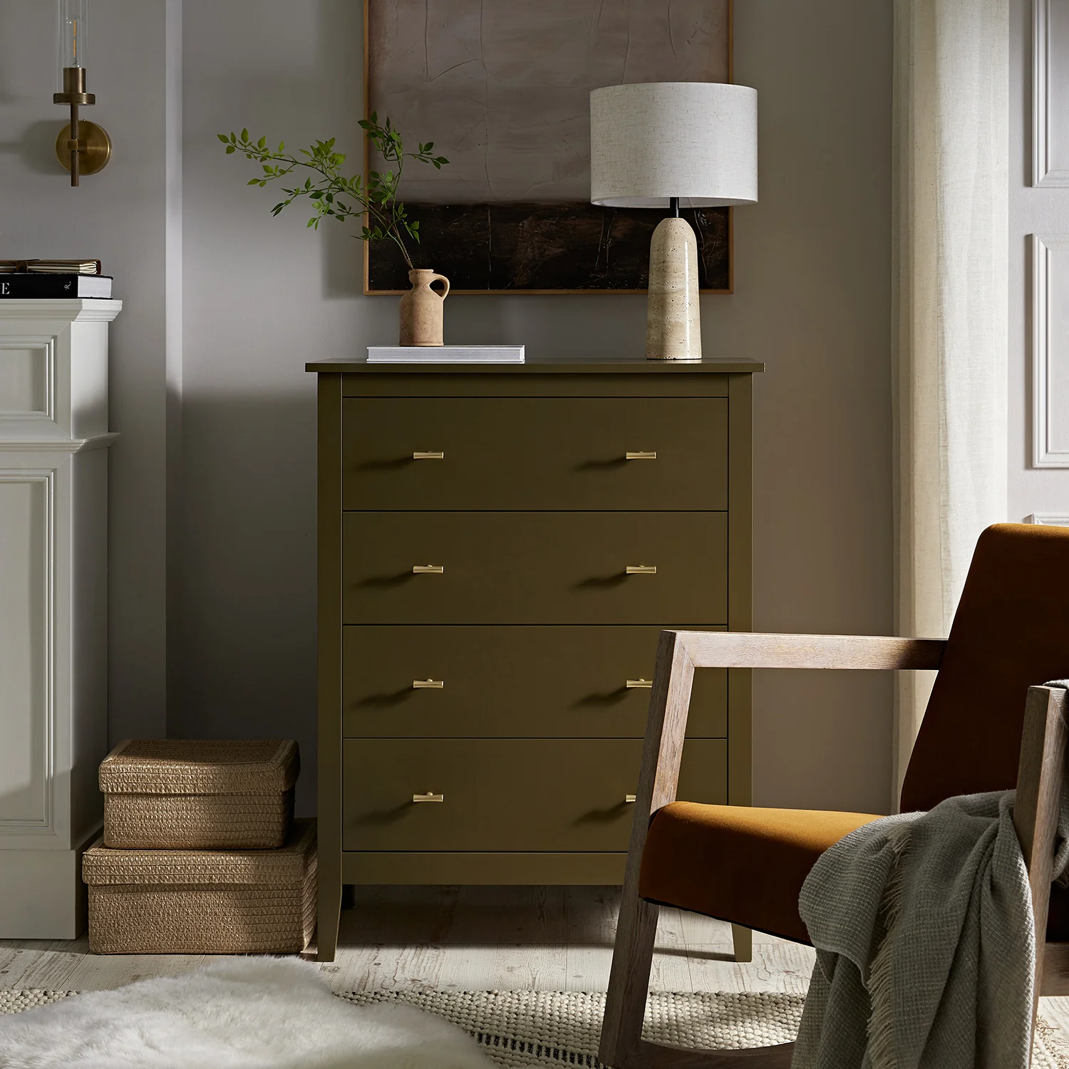 Oakham Chest of 4 Drawers, Olive Grove - Image 2
