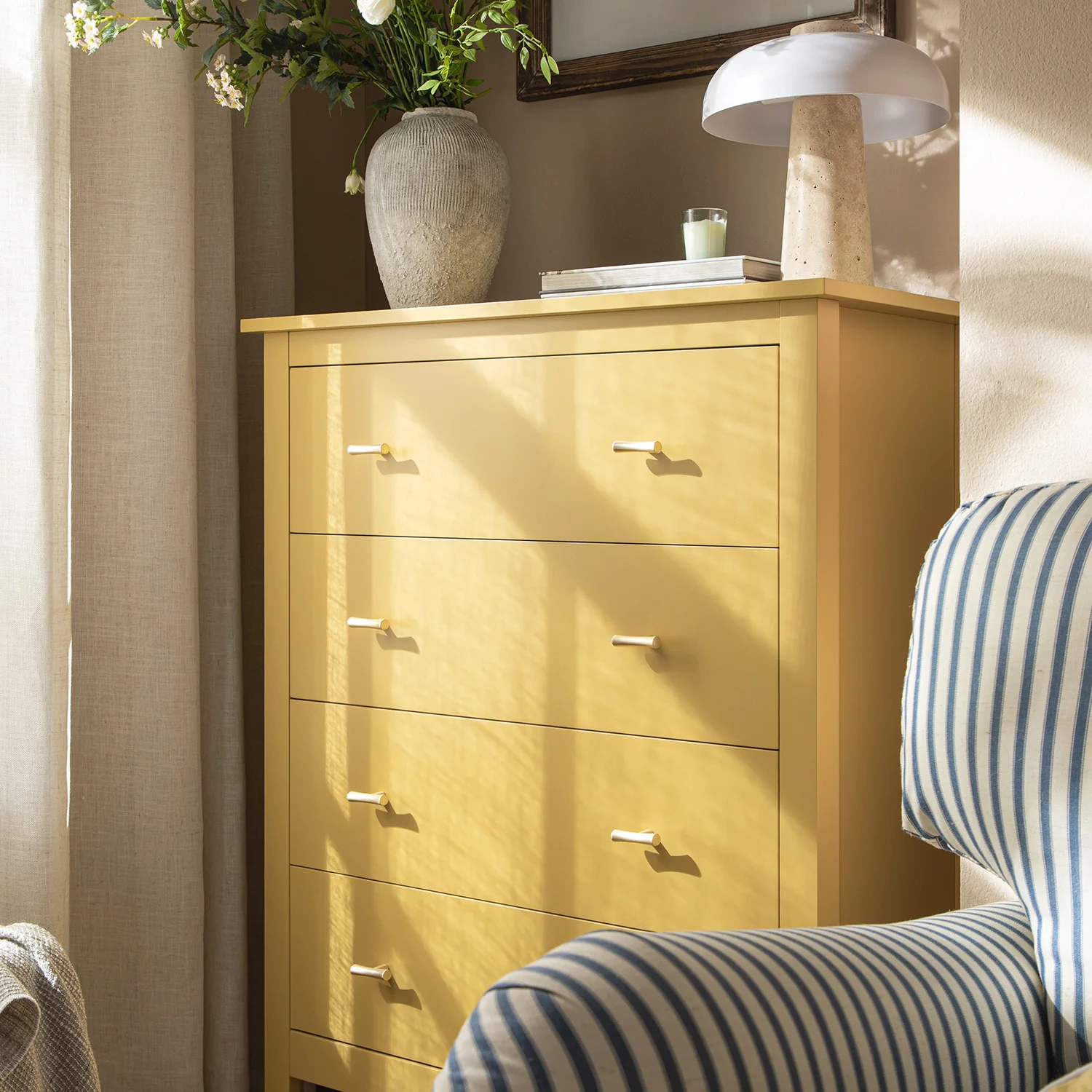 Oakham Chest of 4 Drawers, Rattan Yellow - Image 3