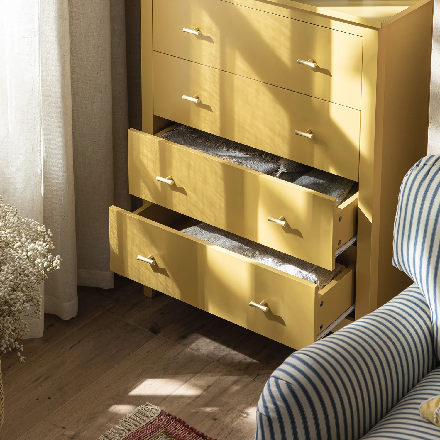 Oakham Chest of 4 Drawers, Rattan Yellow - Image 4