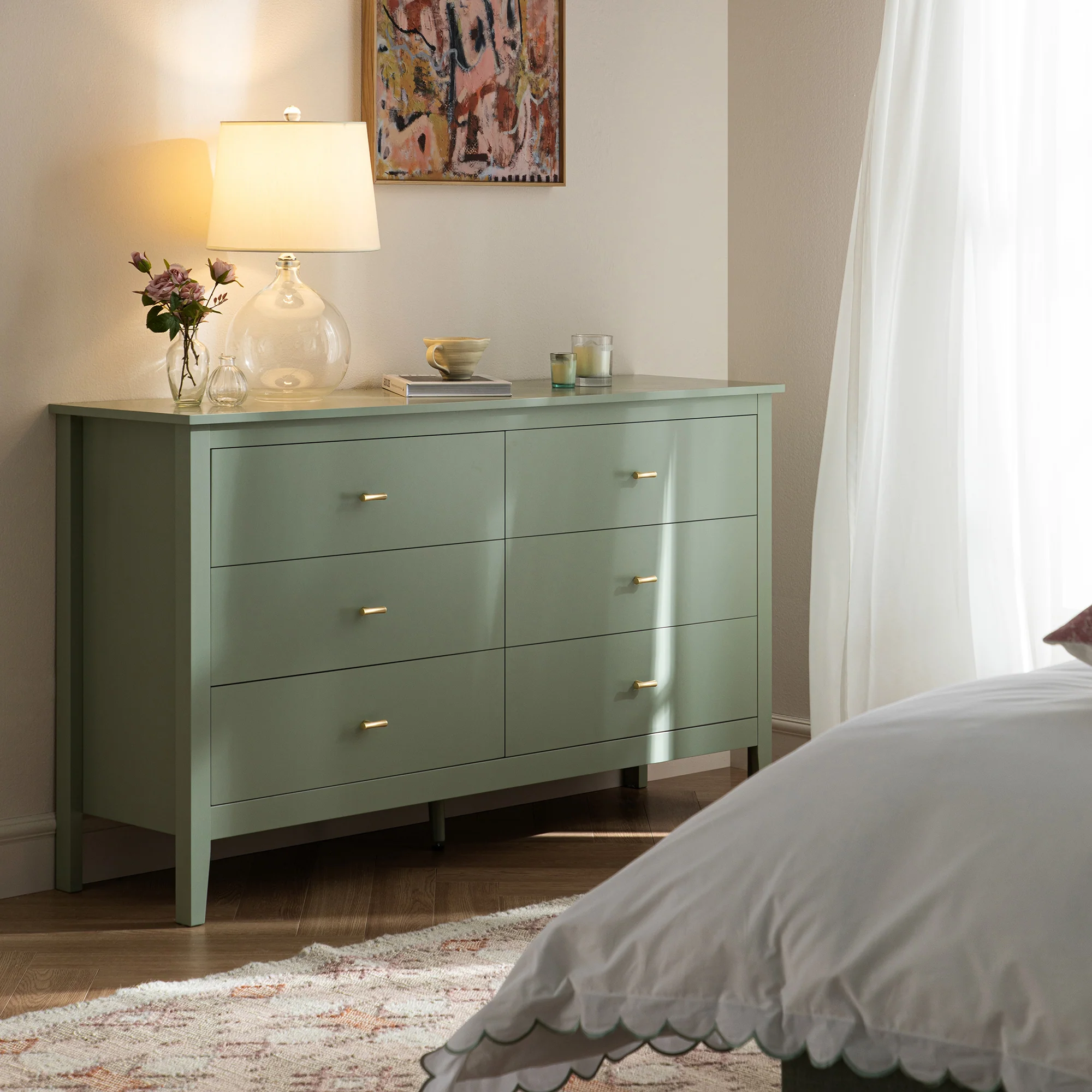 Oakham Chest of 6 Drawers, Desert Sage - Image 2