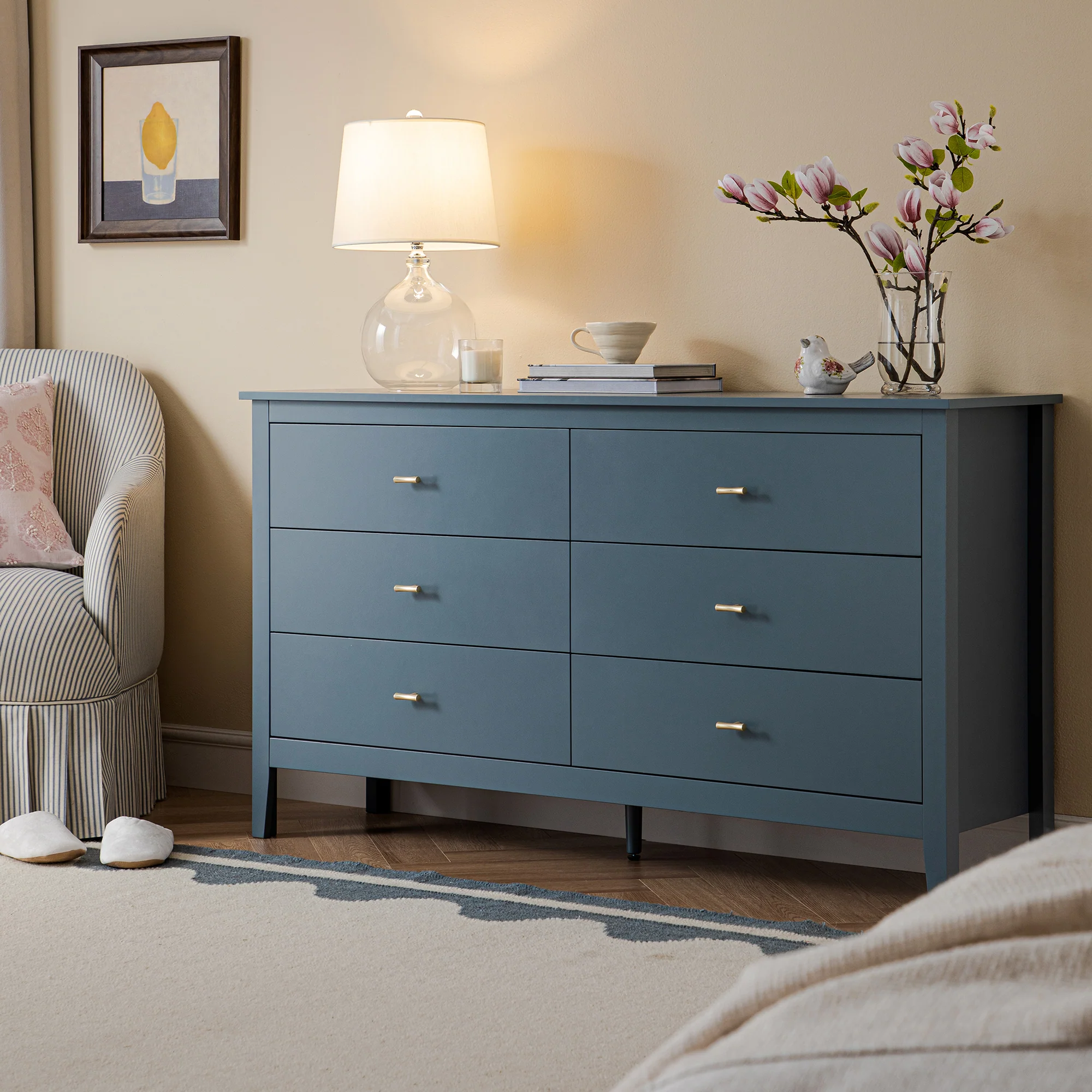 Oakham Chest of 6 Drawers, Stormy Blue - Image 2
