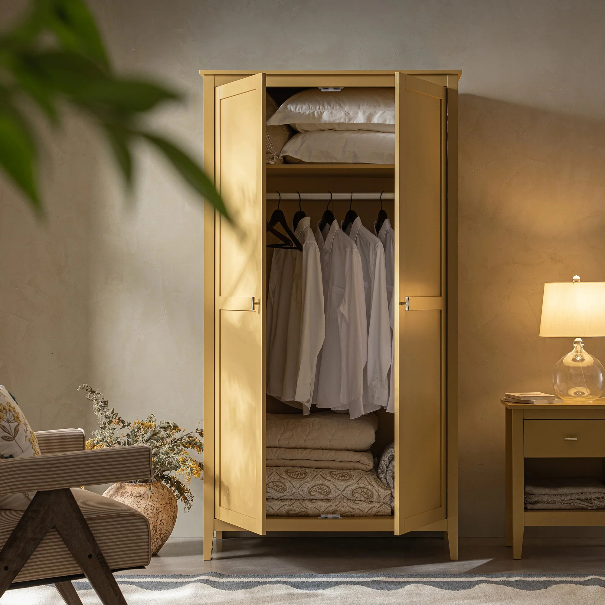 Oakham Double Wardrobe, Rattan Yellow - Image 3