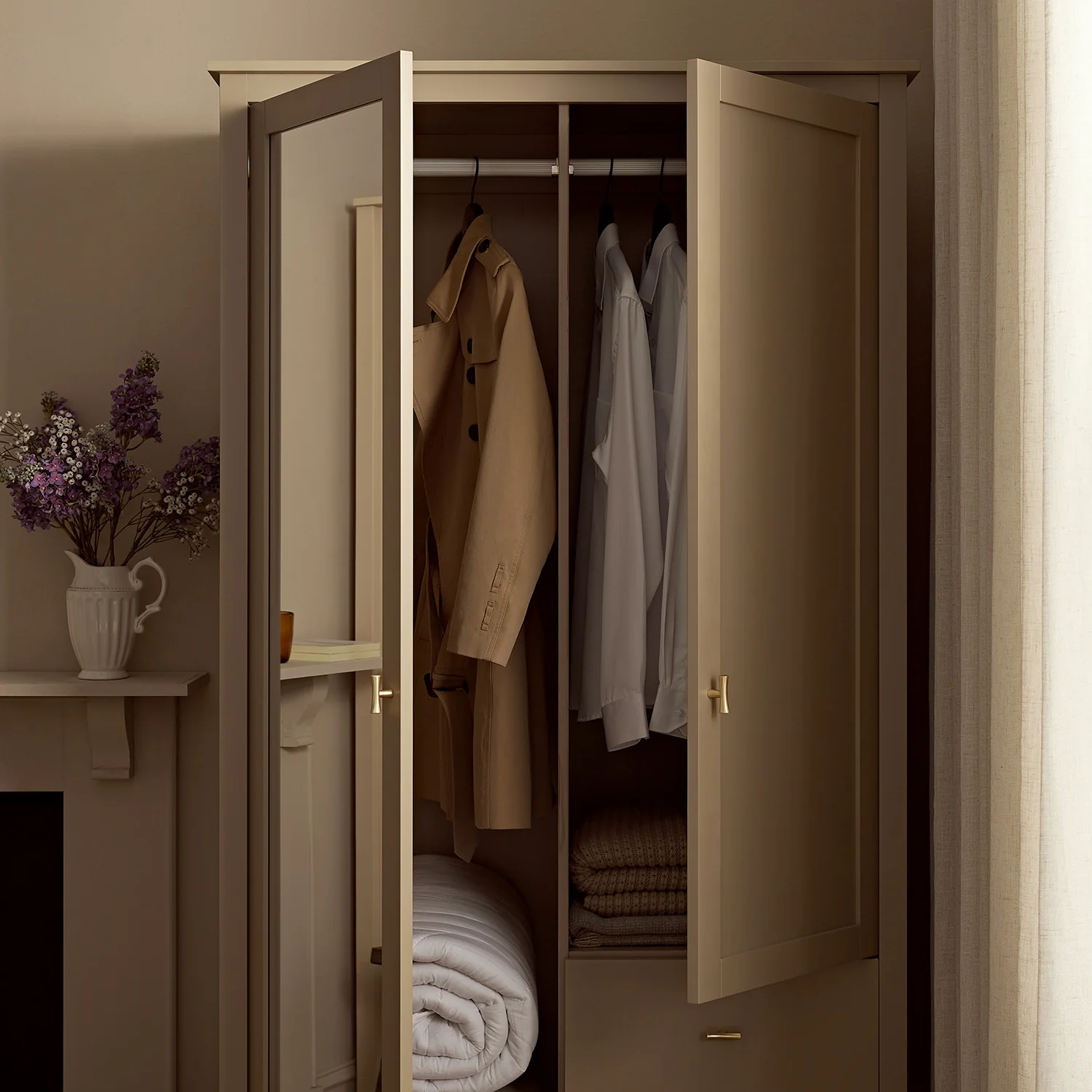 Oakham Mirrored Double Wardrobe, Deep Greige - Image 4