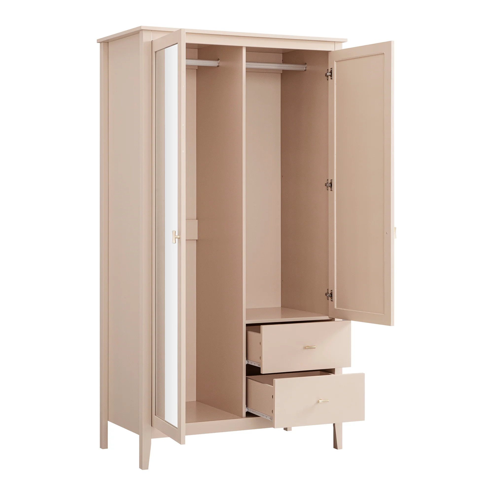 Oakham Mirrored Double Wardrobe, Nude Pink - Image 11