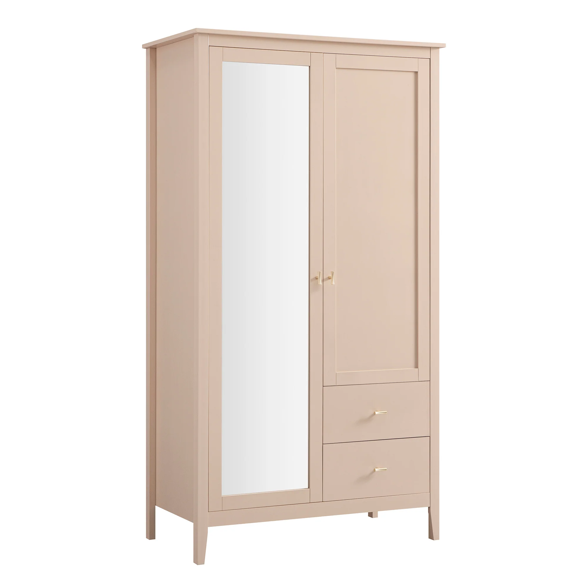 Oakham Mirrored Double Wardrobe, Nude Pink - Image 8