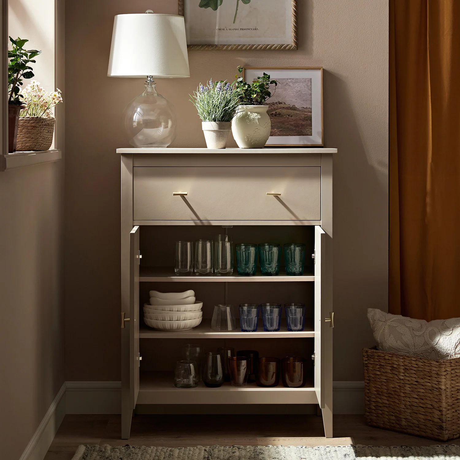 Oakham Small Sideboard with Drawer, Deep Greige - Image 3