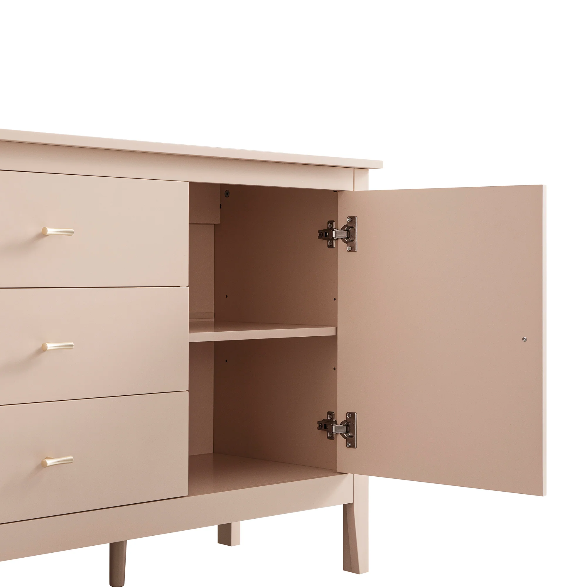 Oakham Wide Sideboard with Drawers, Nude Pink - Image 16
