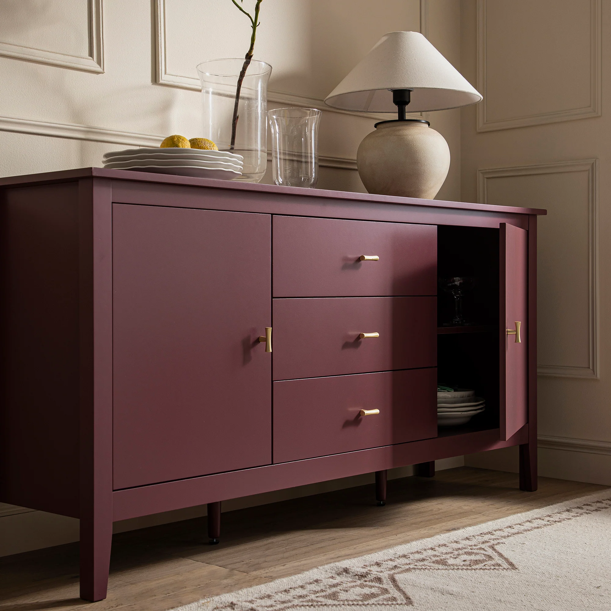 Oakham Wide Sideboard with Drawers, Wild Cherry - Image 5