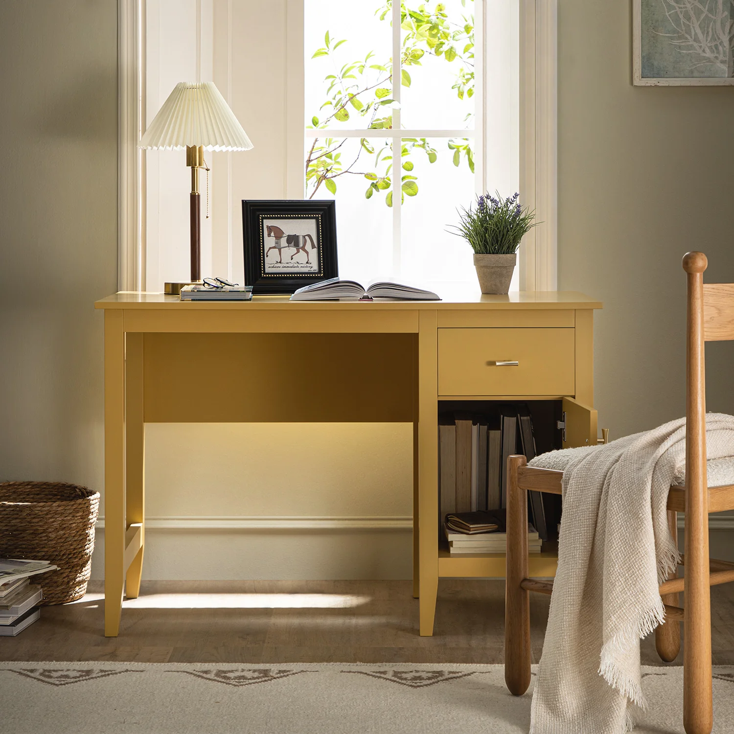 Oakham Writing Desk, Rattan Yellow - Image 3