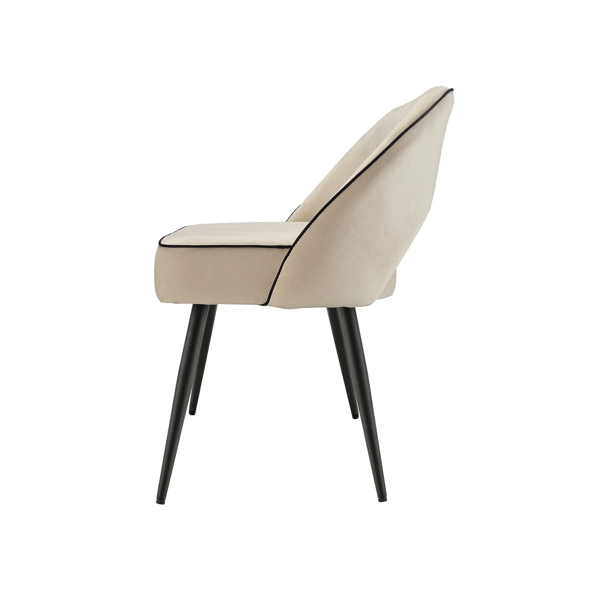 Oakley Champagne Velvet Upholstered 3 Seater Dining Bench with Contrast Piping - Image 9