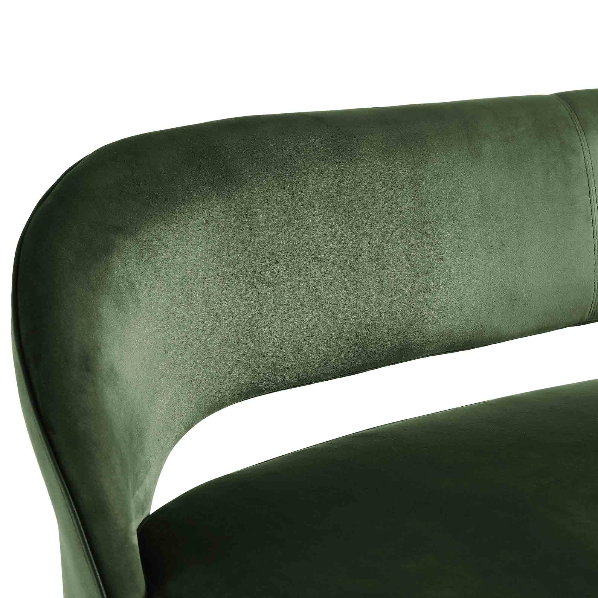 Oakley Dark Green Velvet Upholstered 3 Seater Dining Bench with Contrast Piping - Image 10