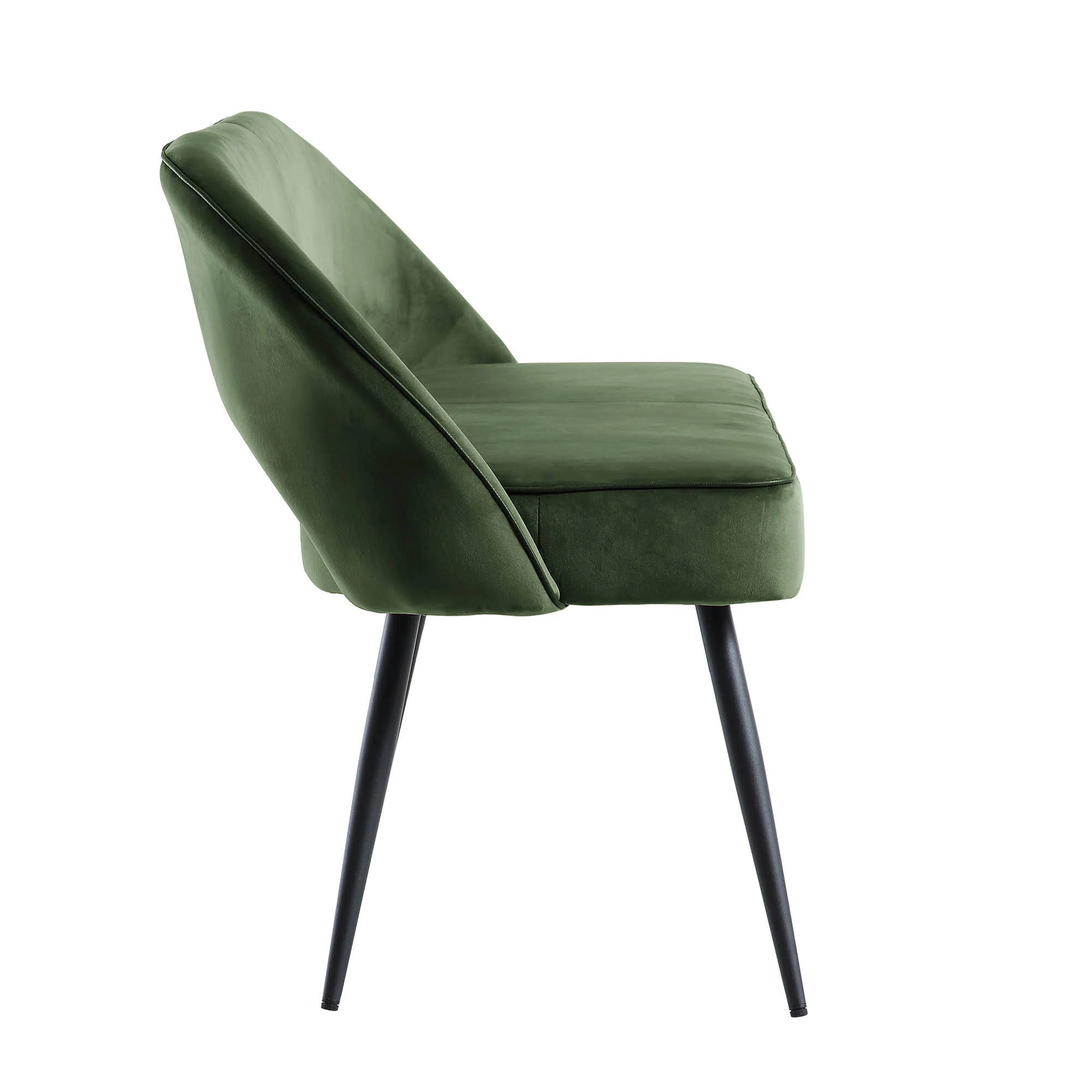 Oakley Dark Green Velvet Upholstered 3 Seater Dining Bench with Contrast Piping - Image 7