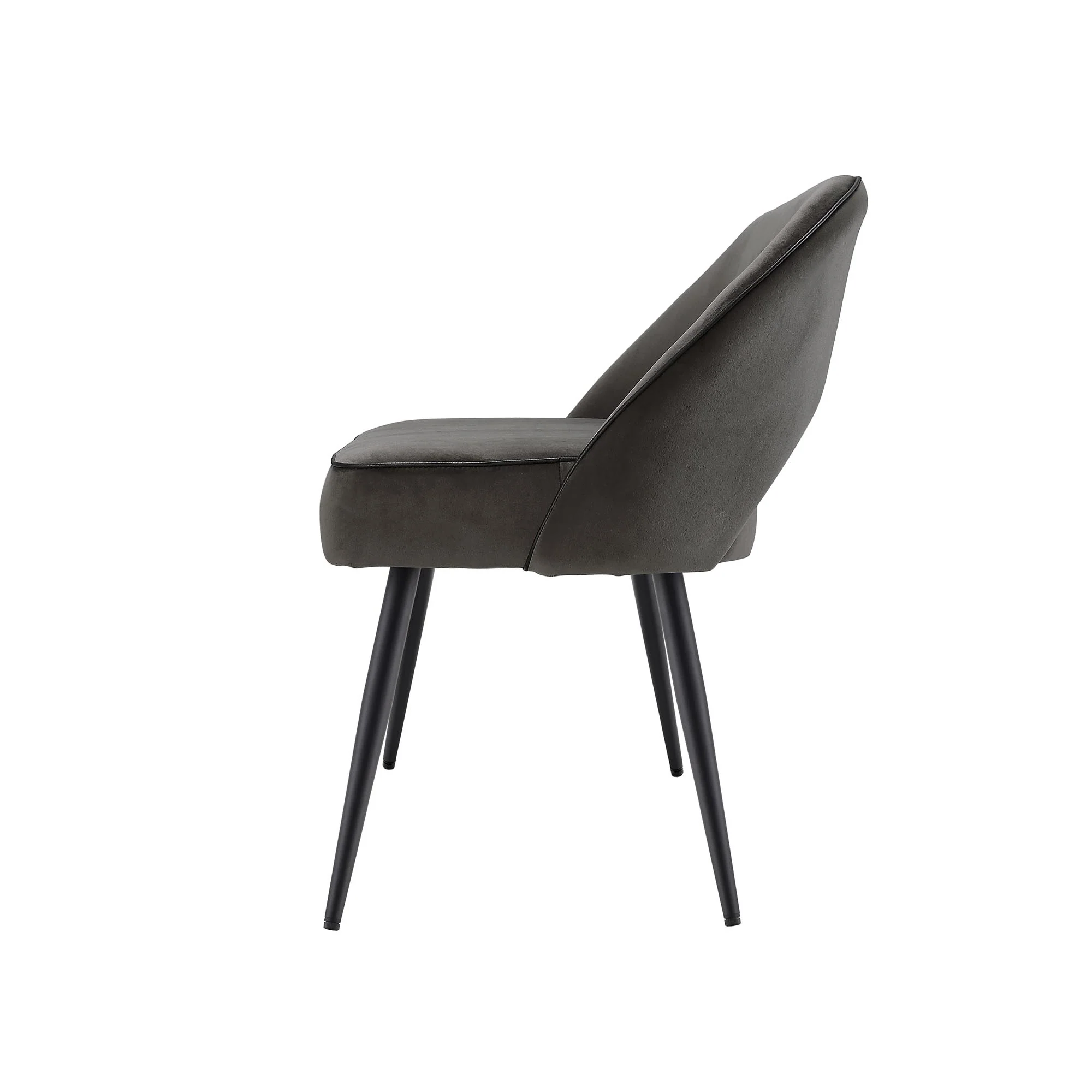 Oakley Dark Grey Velvet Upholstered 3 Seater Dining Bench with Contrast Piping - Image 9