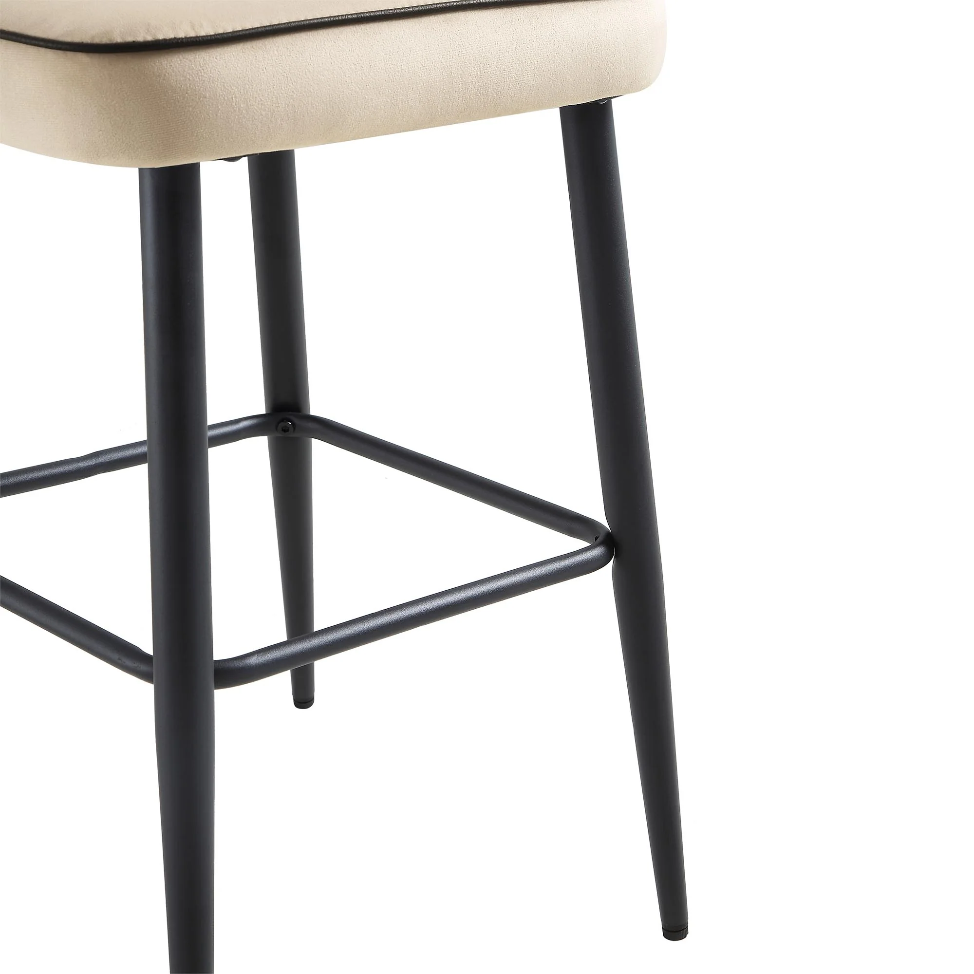Oakley Set of 2 Champagne Velvet Upholstered Counter Stools with Contrast Piping - Image 11