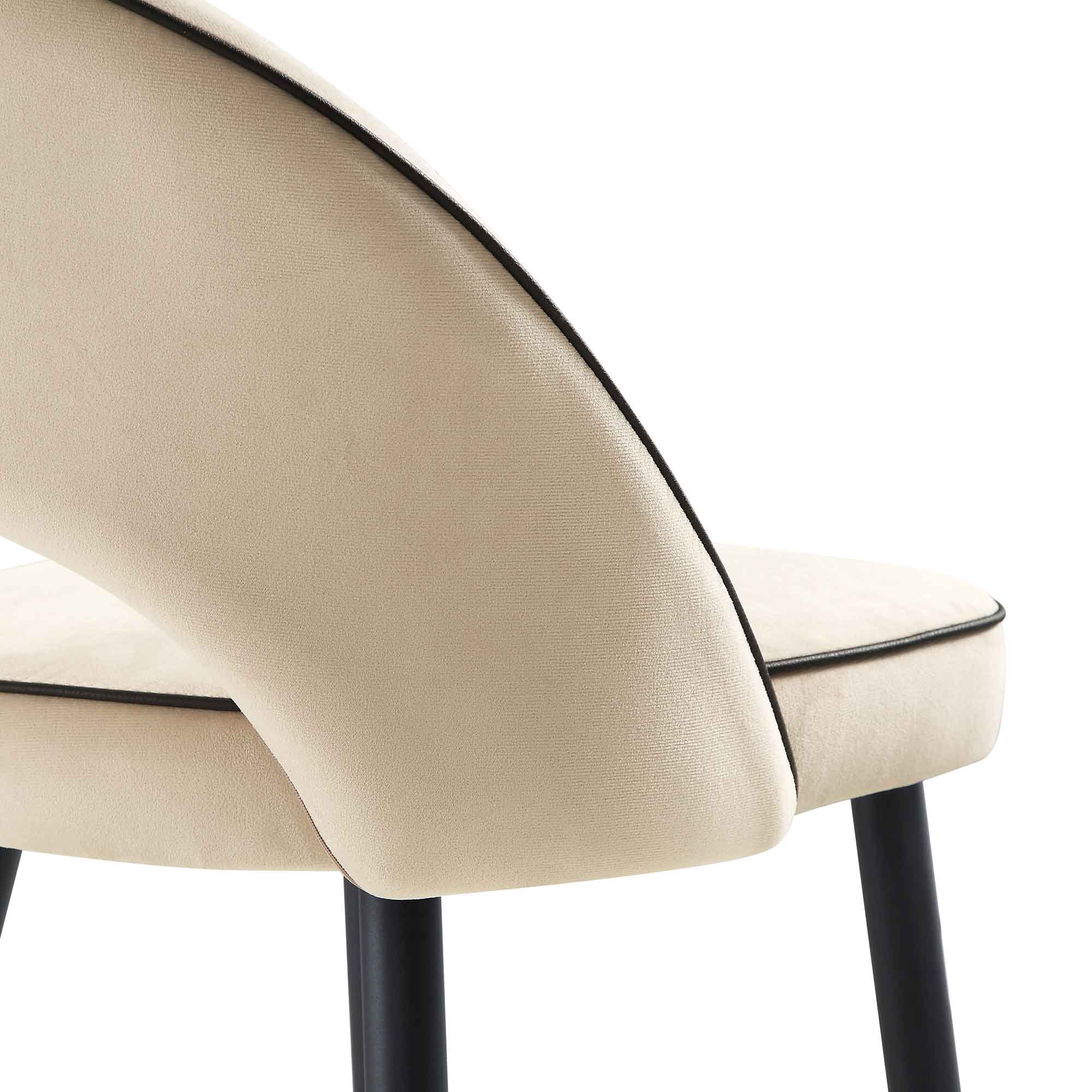 Oakley Set of 2 Champagne Velvet Upholstered Counter Stools with Contrast Piping - Image 12