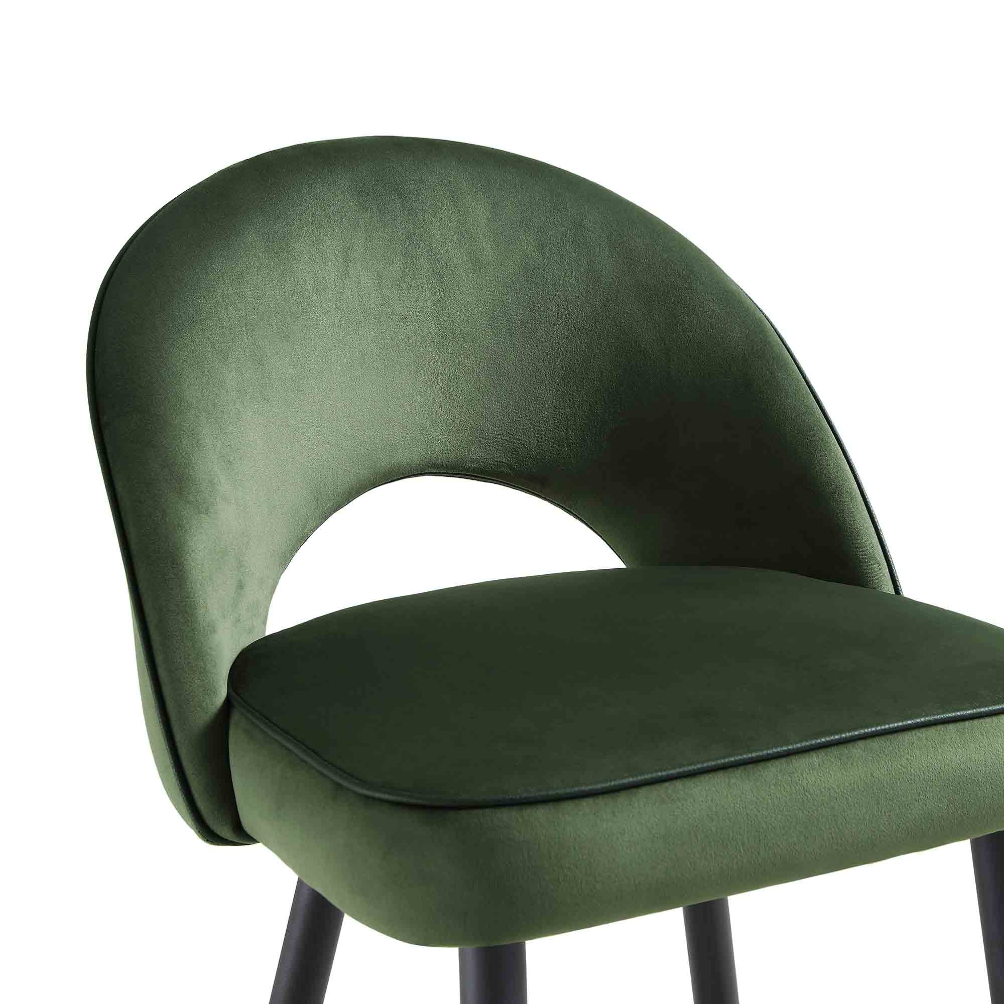 Oakley Set of 2 Dark Green Velvet Upholstered Counter Stools with Contrast Piping - Image 9