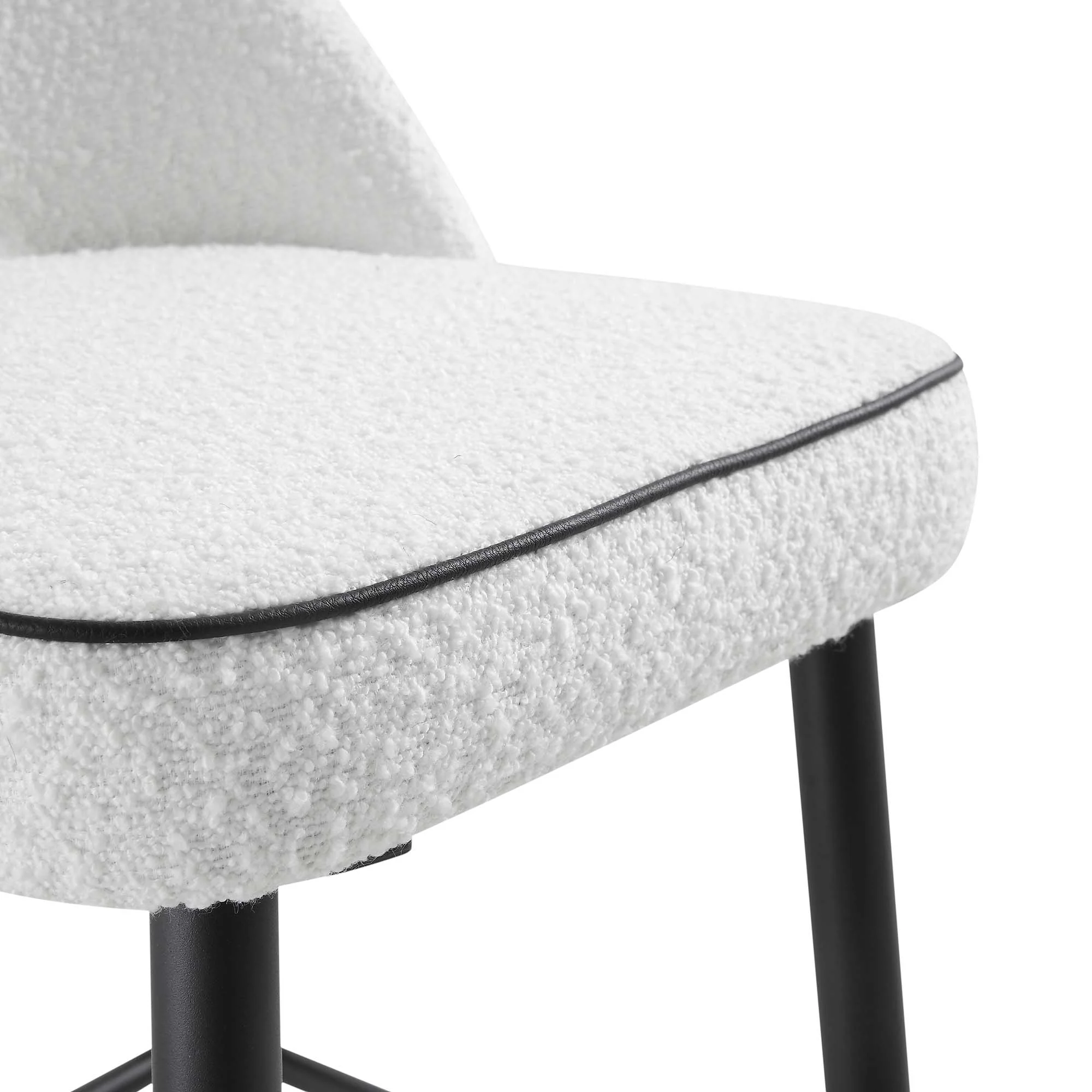 Oakley Set of 2 White Boucle Upholstered Counter Stools with Contrast Piping - Image 10