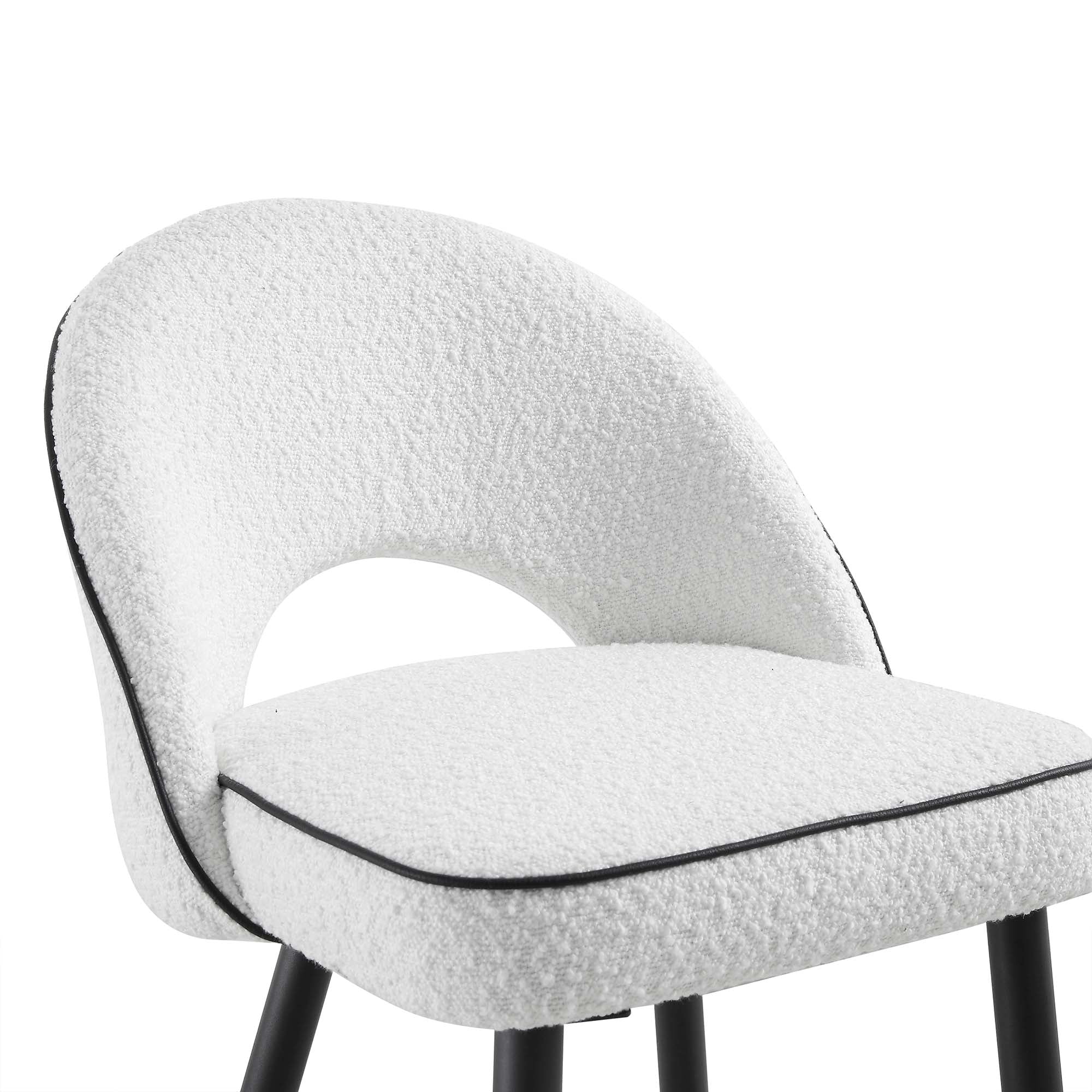 Oakley Set of 2 White Boucle Upholstered Counter Stools with Contrast Piping - Image 9