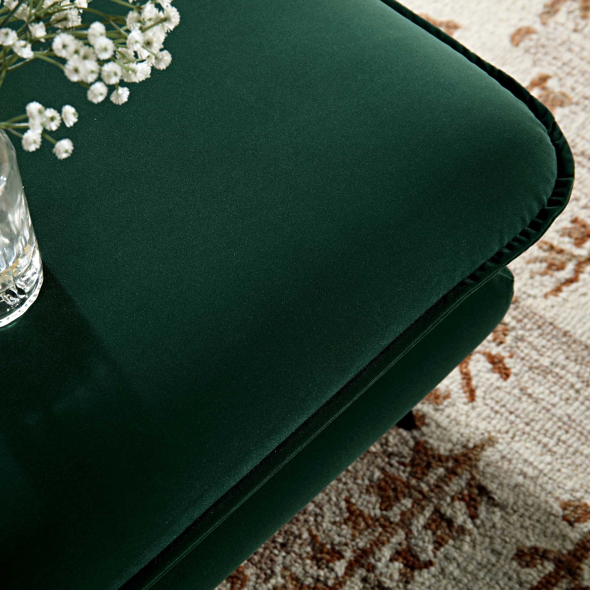 Obriel Forest Green Velvet Footstool - Image 4