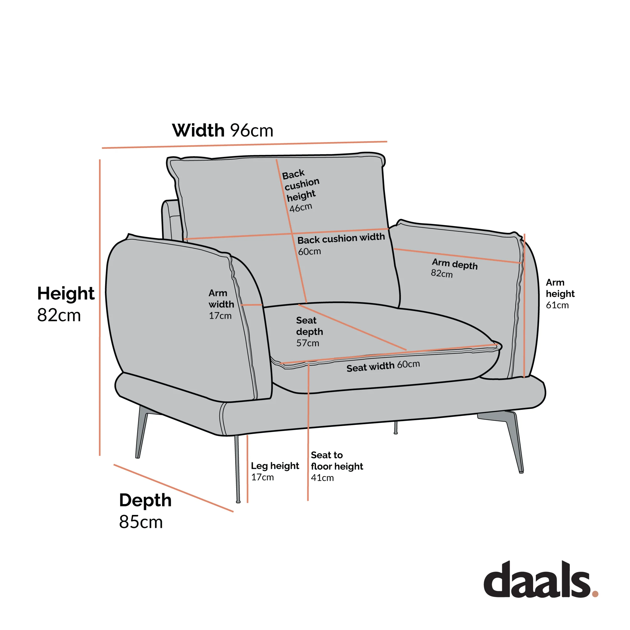 Obriel Grey Marl Fabric Armchair - Image 5