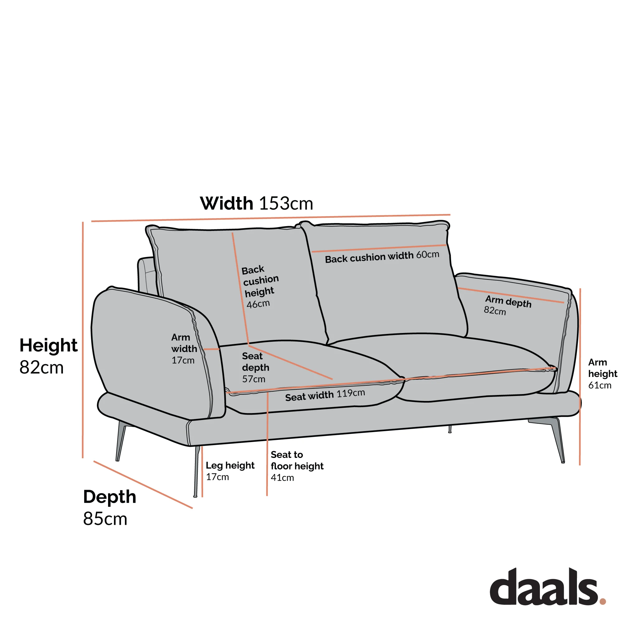 Obriel Grey Marl Fabric Sofa, 2-Seater - Image 6
