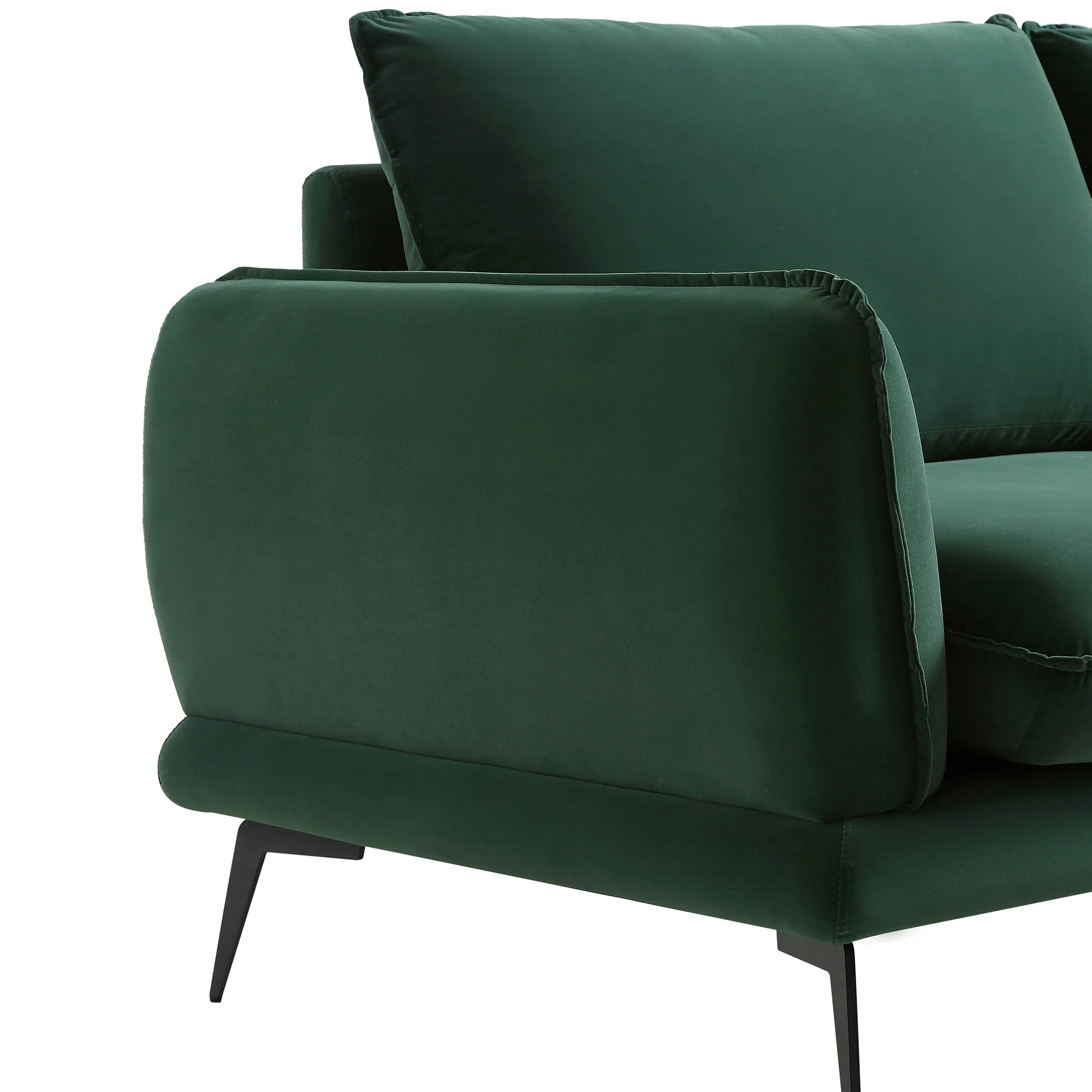 Obriel Forest Green Velvet Sofa, 3-Seater - Image 12