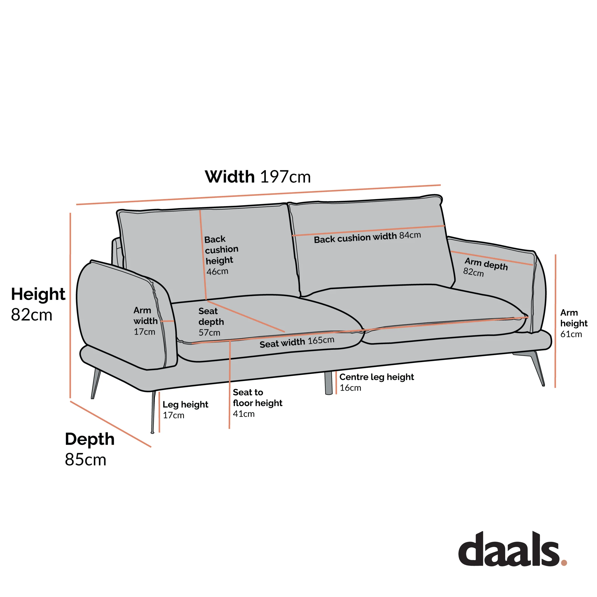 Obriel Oatmeal Fabric Sofa, 3-Seater - Image 6