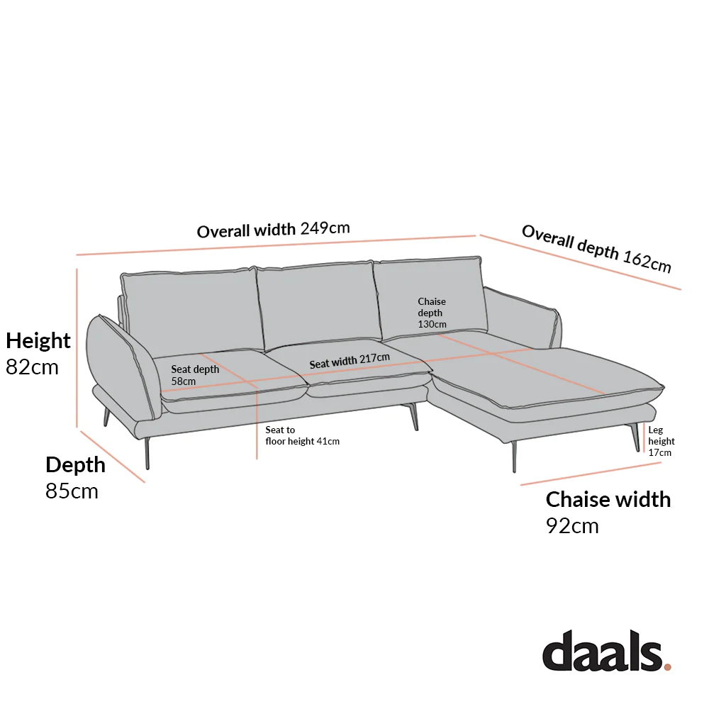 Obriel Grey Marl Fabric Sofa, Grande Chaise Sofa Right Hand Facing - Image 7