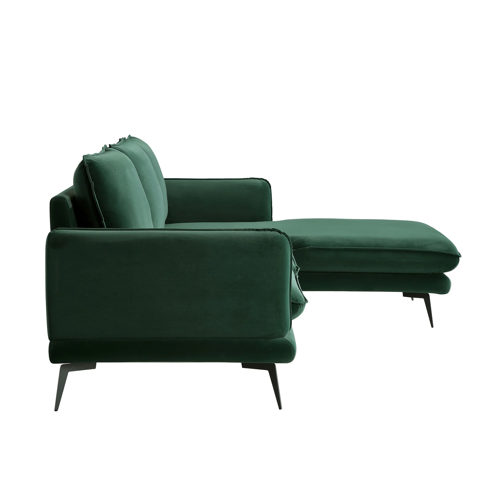 Obriel Forest Green Velvet Sofa, Grande Chaise Sofa Right Hand Facing - Image 9