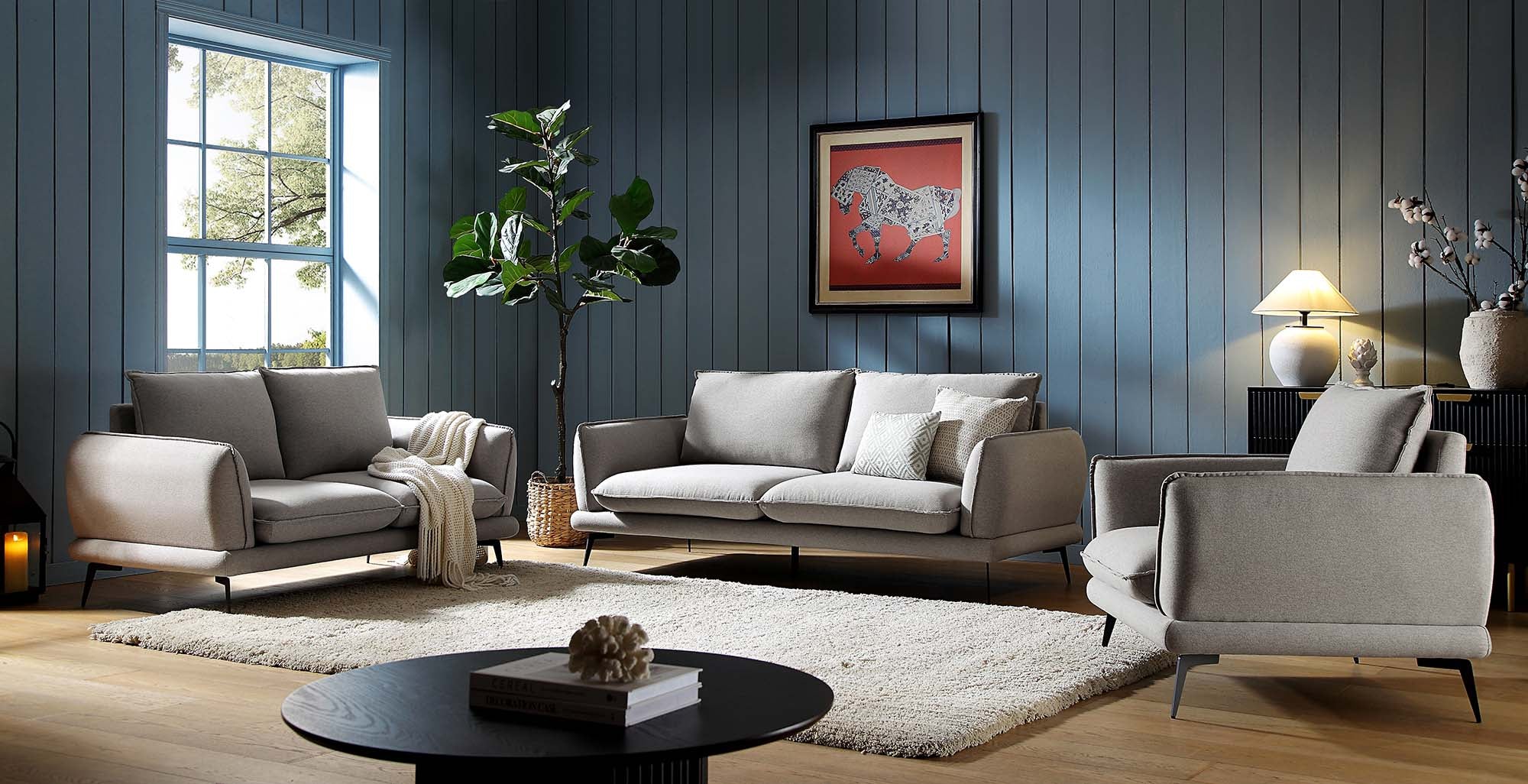 Obriel Grey Marl Fabric Sofa, 2-Seater - Image 3