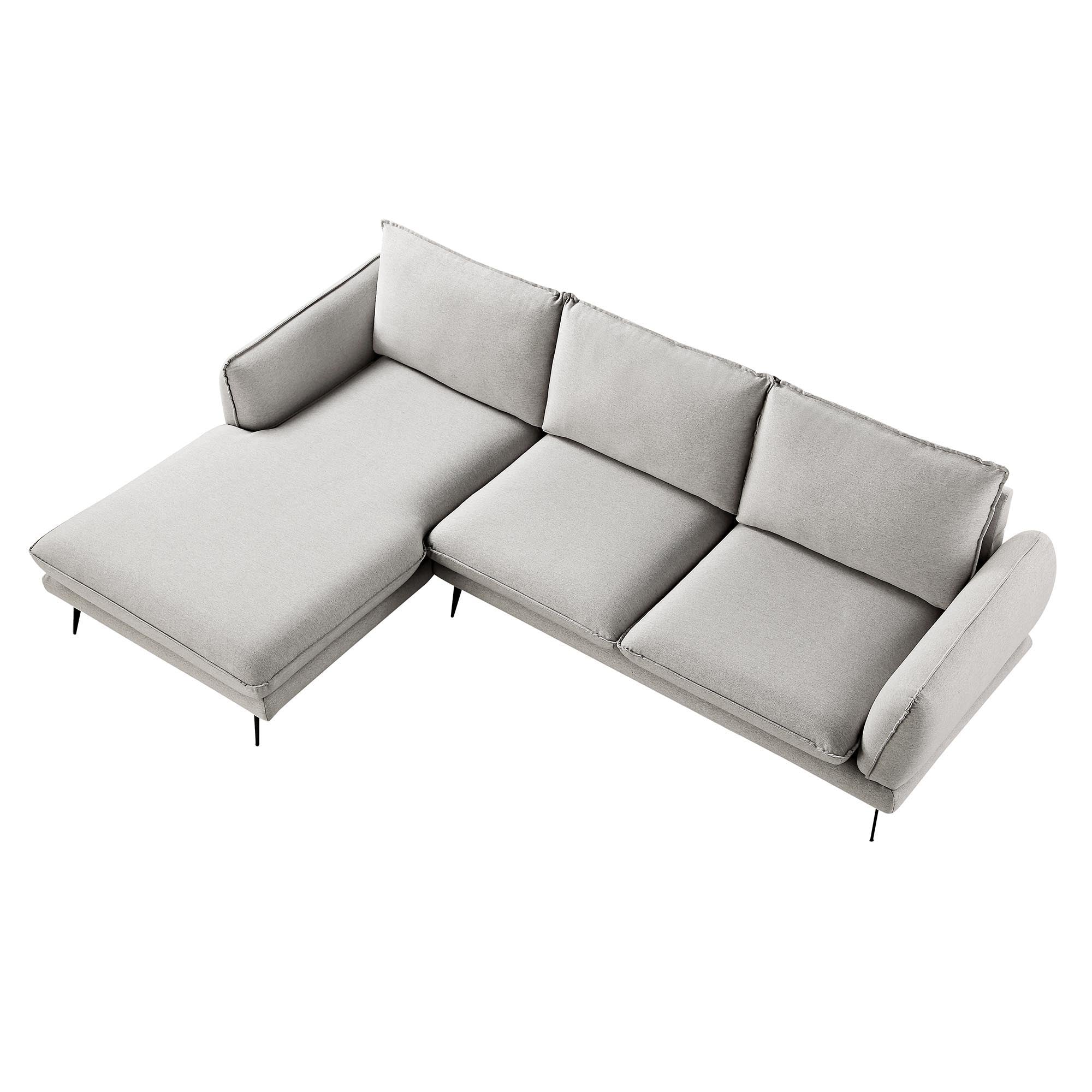 Obriel Grey Marl Fabric Sofa, Grande Chaise Sofa Left Hand Facing - Image 5