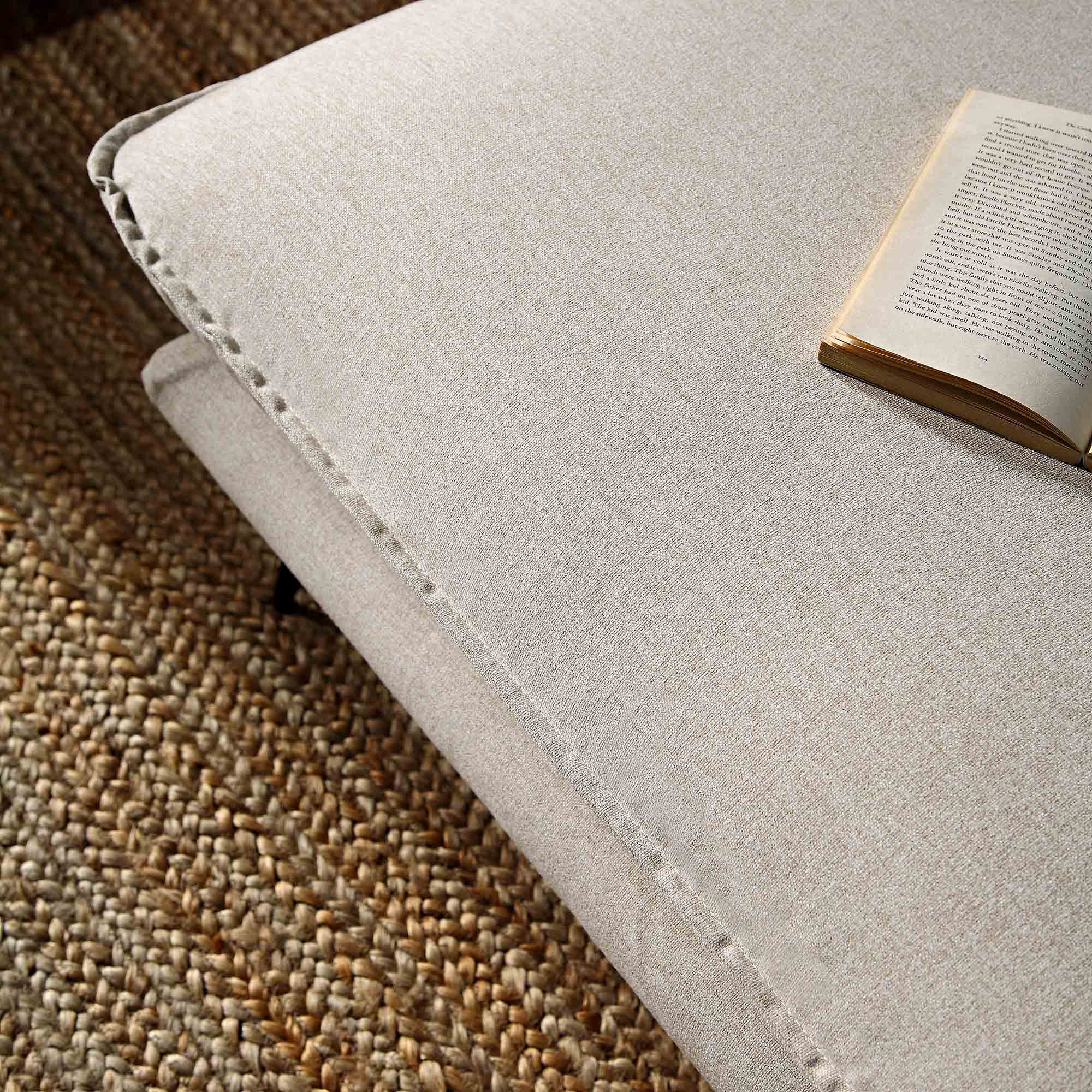 Obriel Oatmeal Fabric Footstool - Image 4
