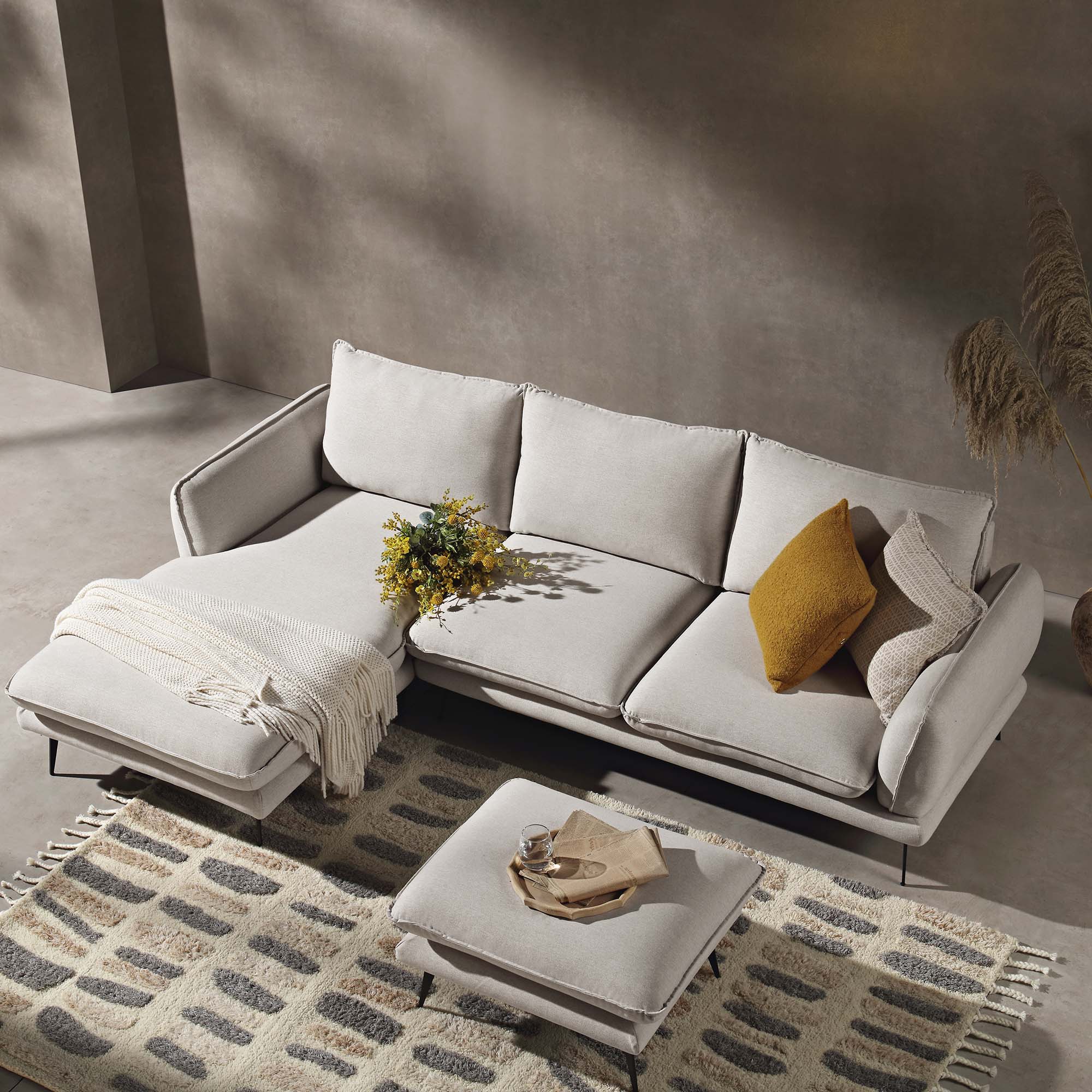 Obriel Oatmeal Fabric Sofa, Grande Chaise Sofa Left Hand Facing - Image 3