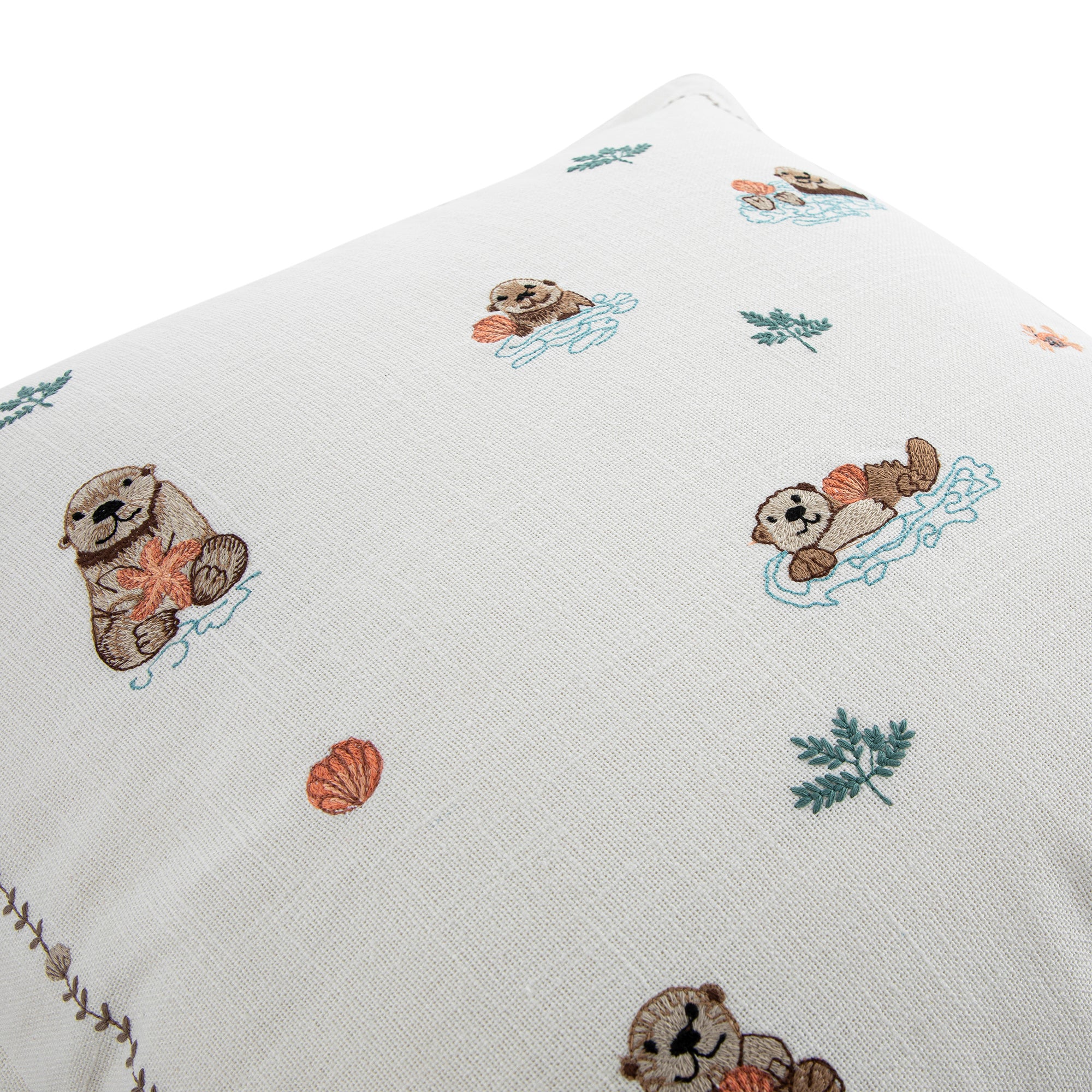 Whimsical Animals Otterly Adorable Hand Embroidered Cushion - Image 2