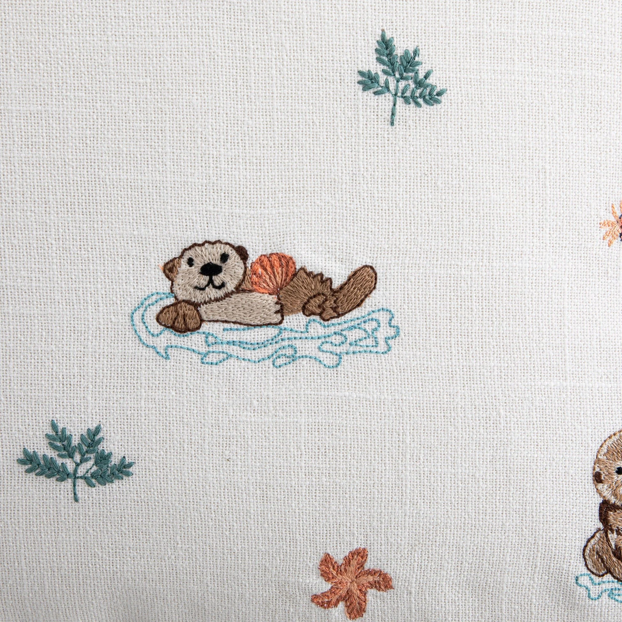 Whimsical Animals Otterly Adorable Hand Embroidered Cushion - Image 5
