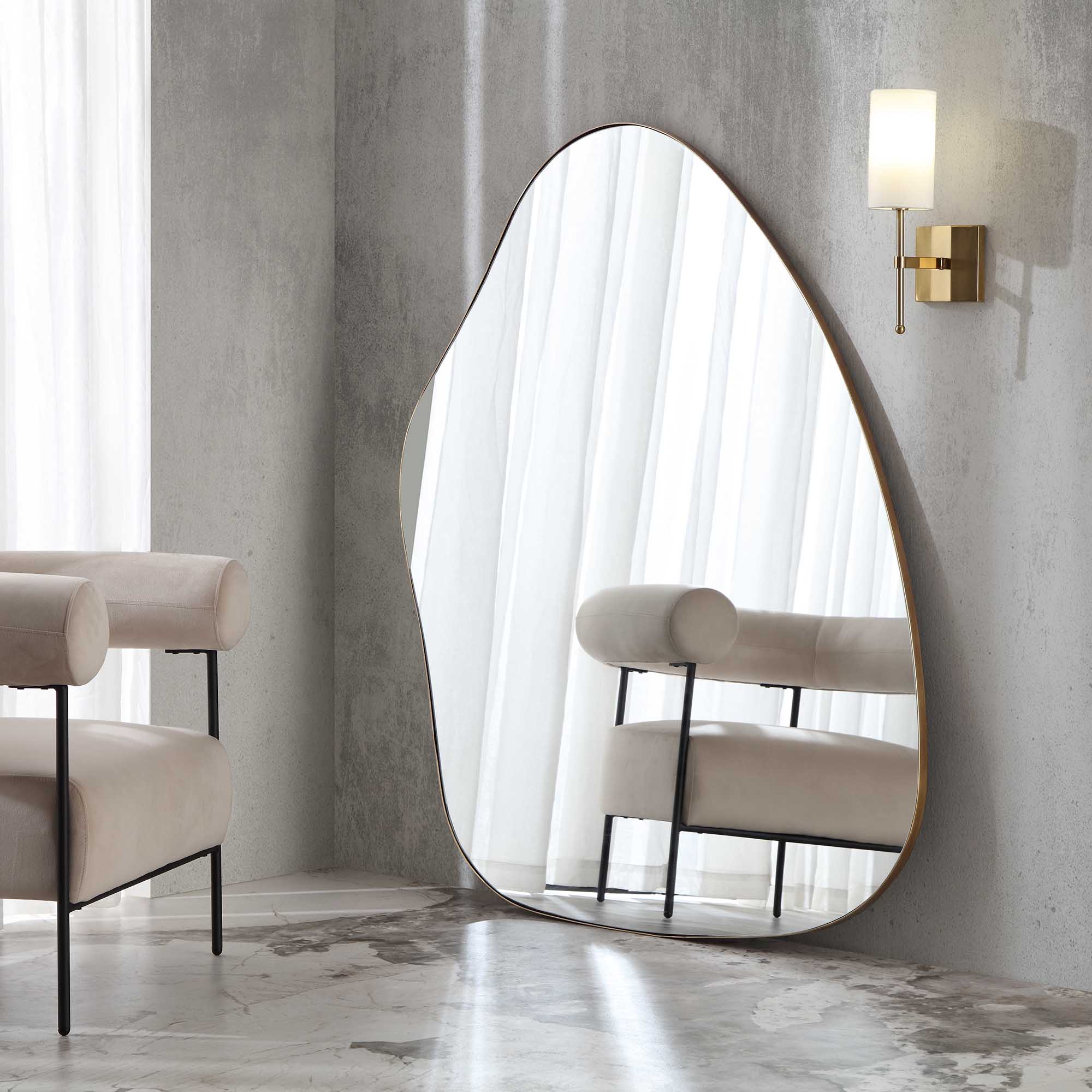 Pavia Irregular Shaped Extra Large Full Length Mirror 160 x 115 cm, Antique Gold