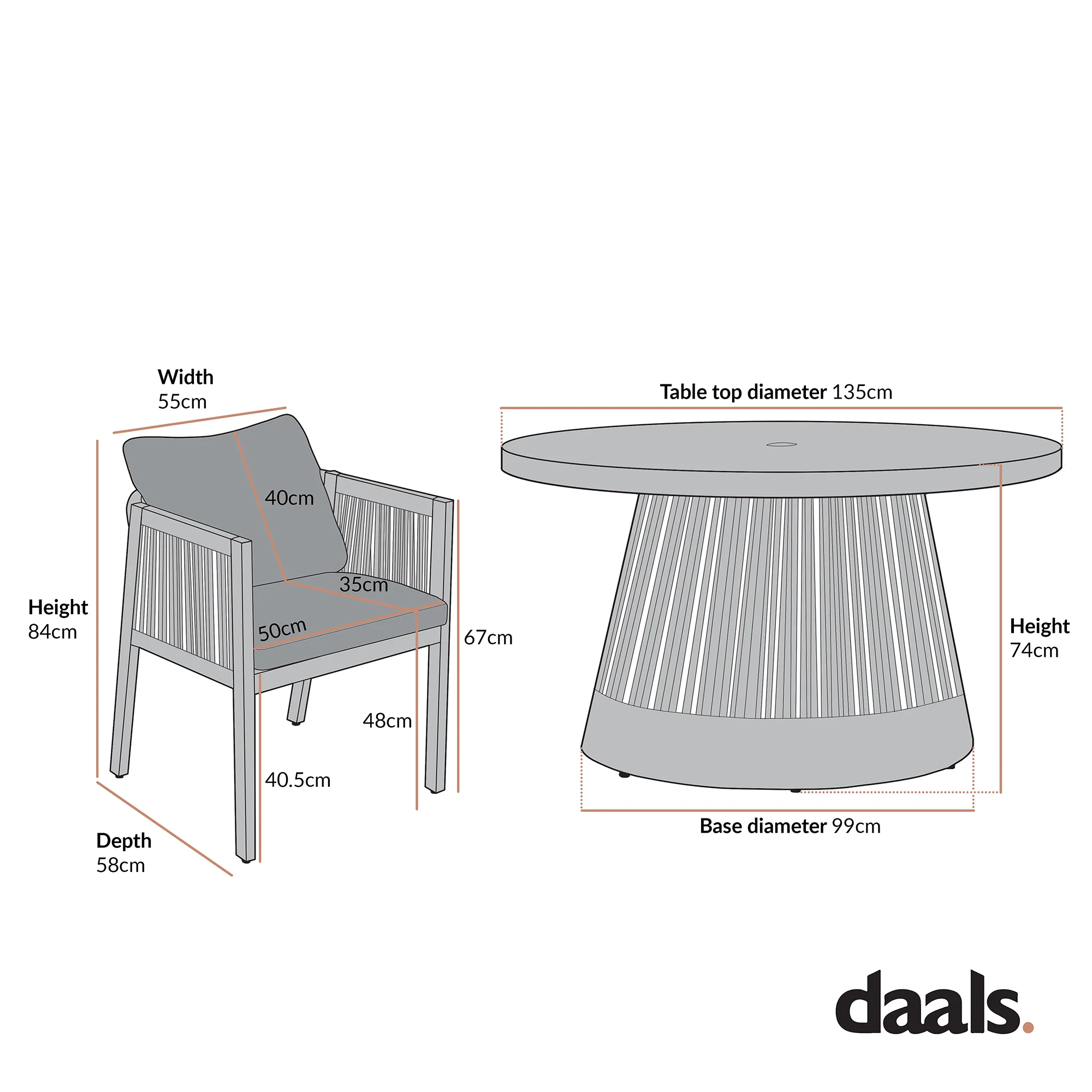 Pedra Rope and Aluminium Outdoor 6-Seater Round Dining Set, Grey - Image 12