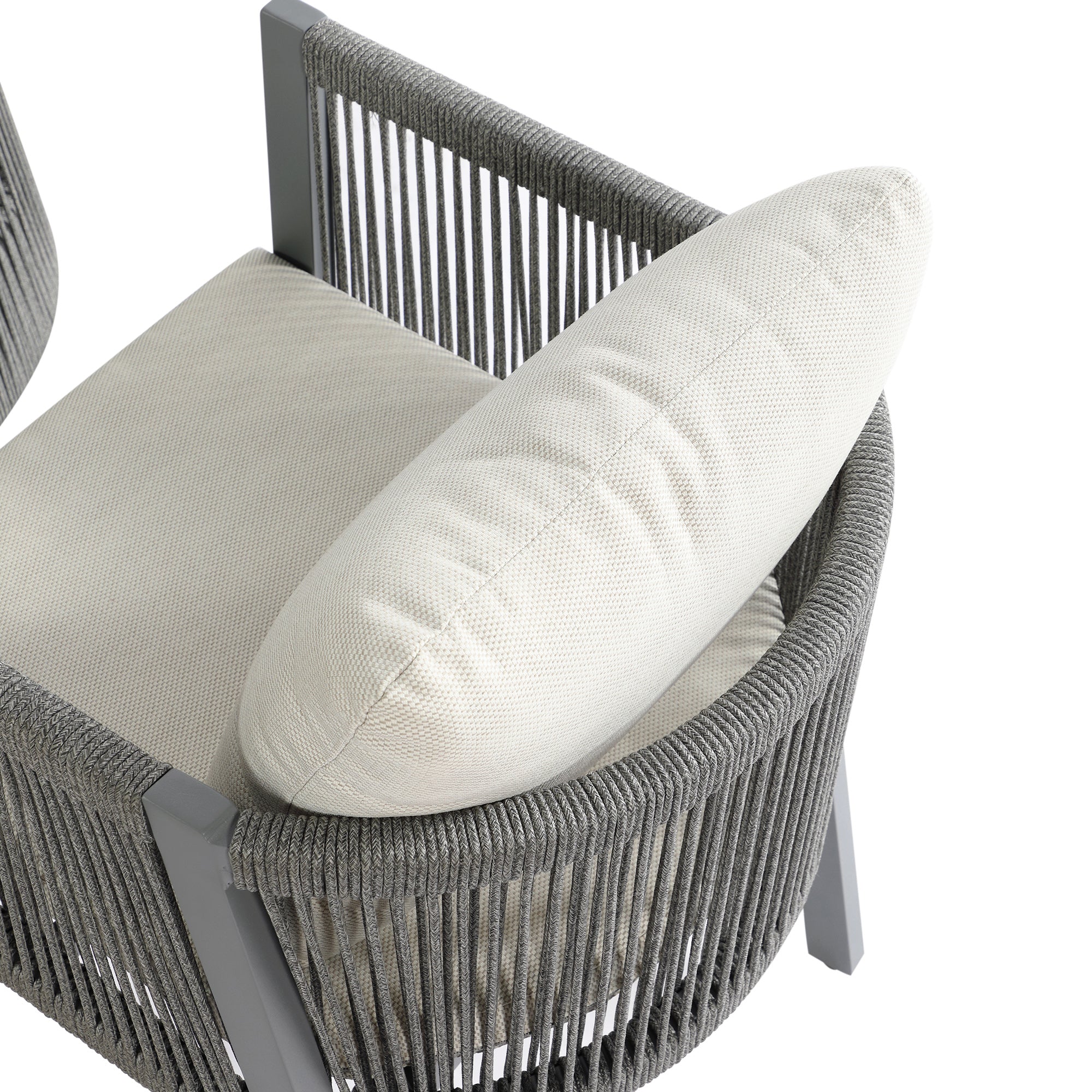 Pedra Rope and Aluminium Outdoor 6-Seater Round Dining Set, Grey - Image 17