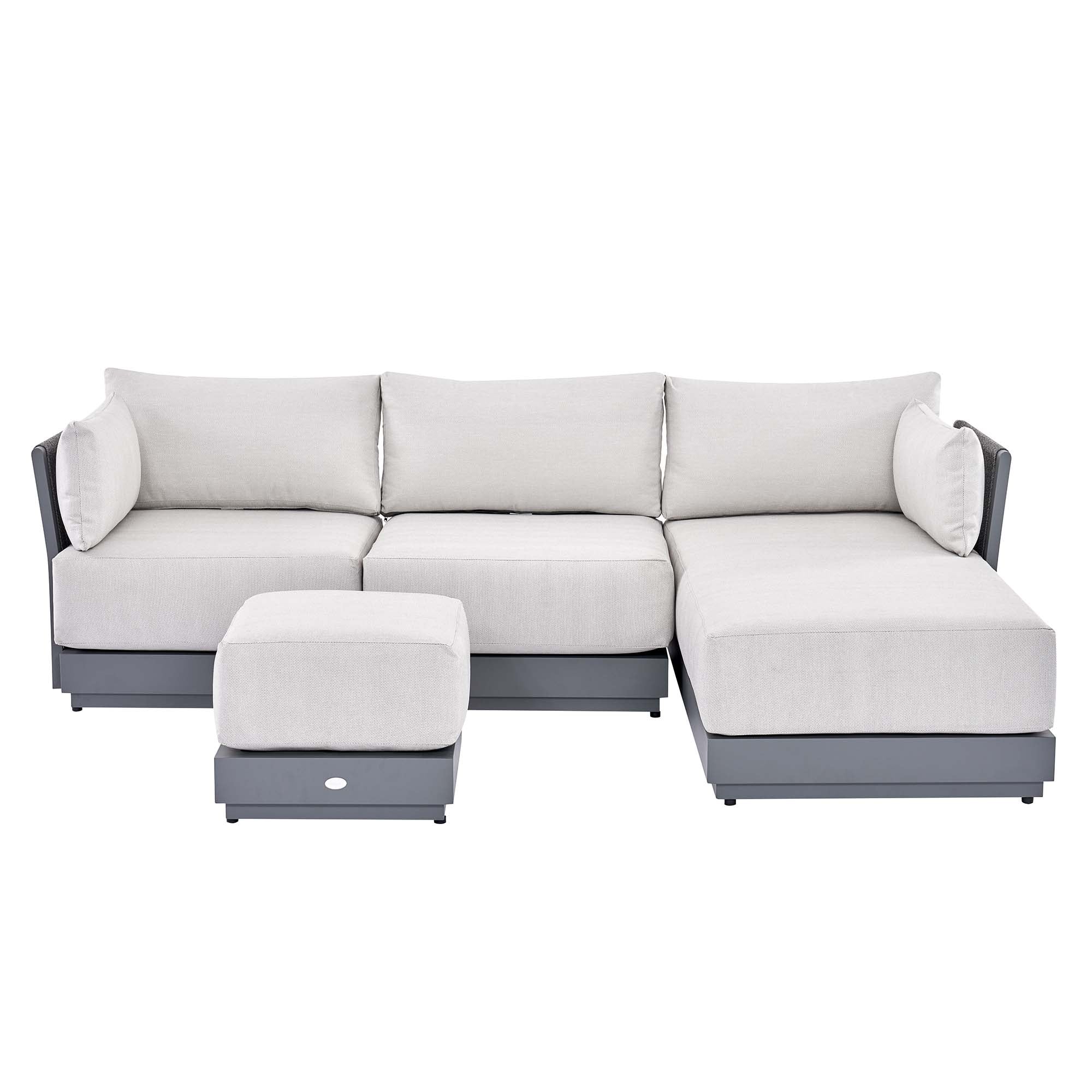 Pedra Rope and Aluminium Outdoor Chaise Sofa Set, Grey - Image 10