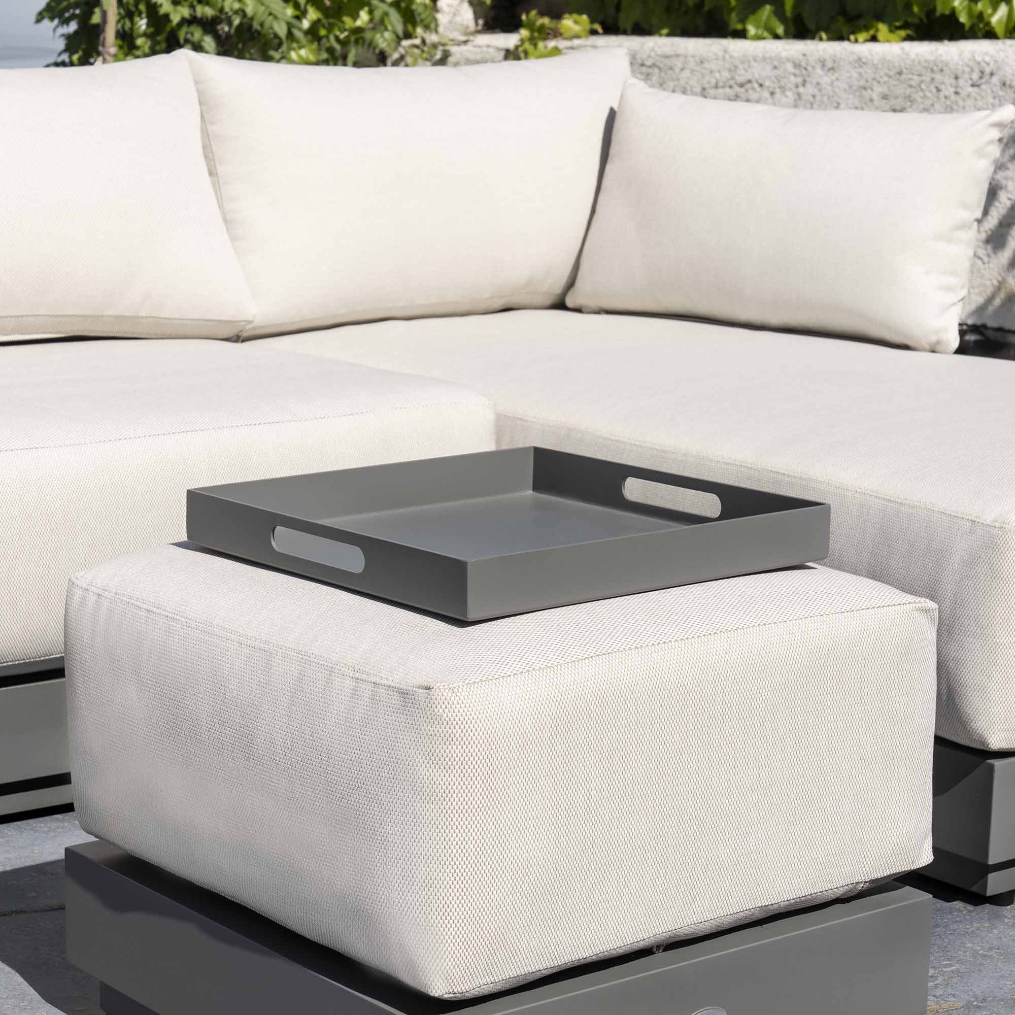 Pedra Rope and Aluminium Outdoor Chaise Sofa Set, Grey - Image 6
