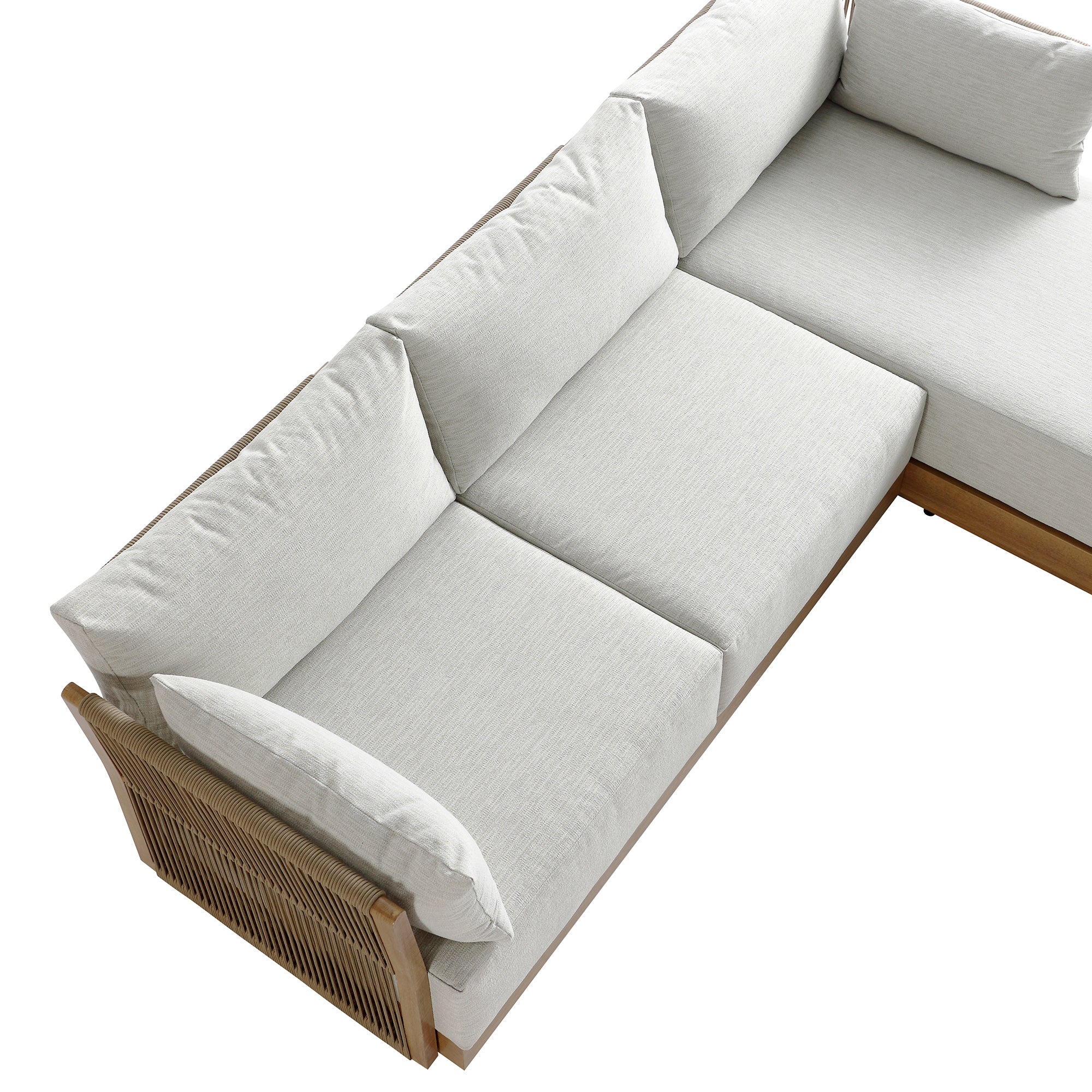 Pedra Rope and Aluminium Outdoor Chaise Sofa Set, Natural - Image 8