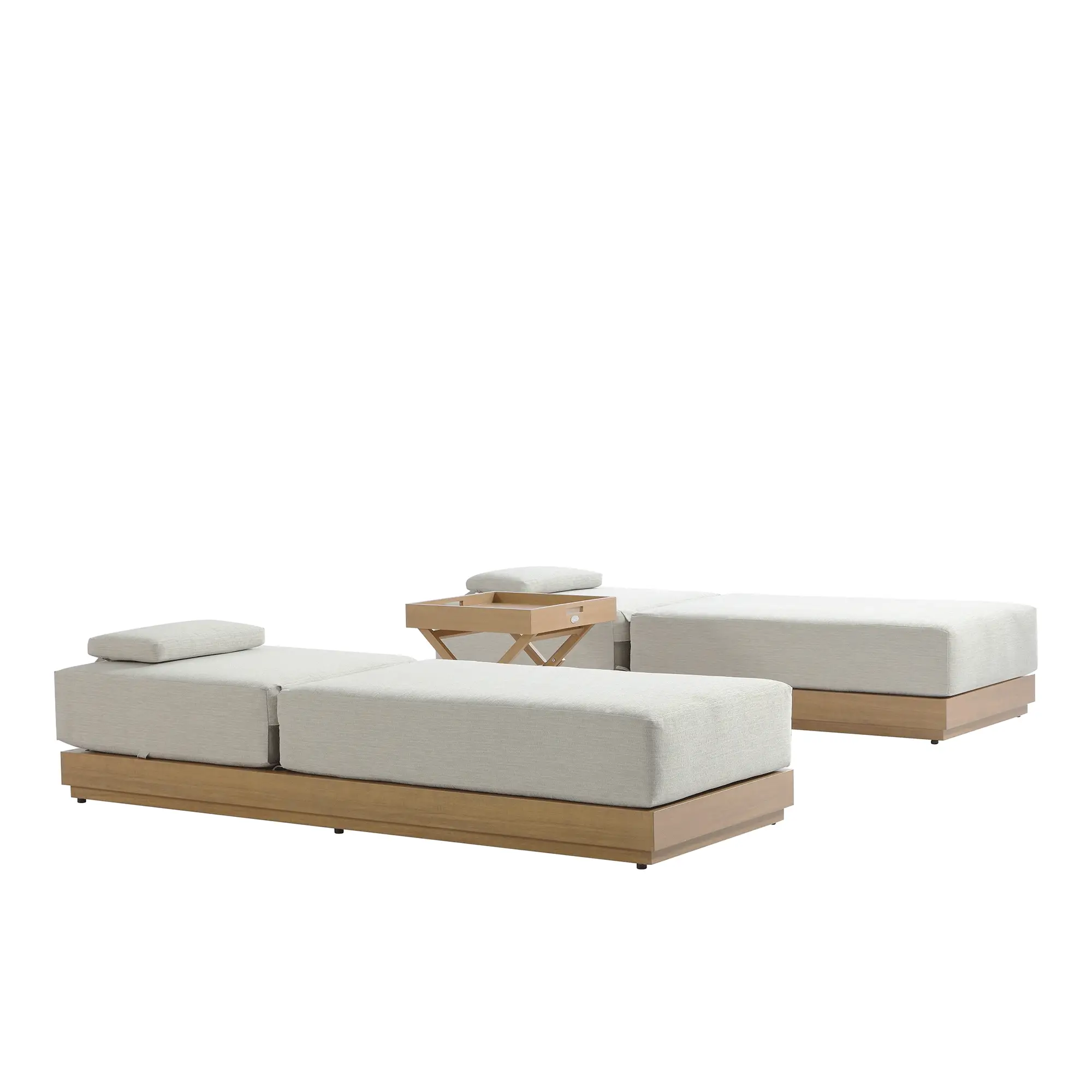 Pedra Rope and Aluminium Outdoor Sun Lounger and Side Table Set, Natural - Image 4