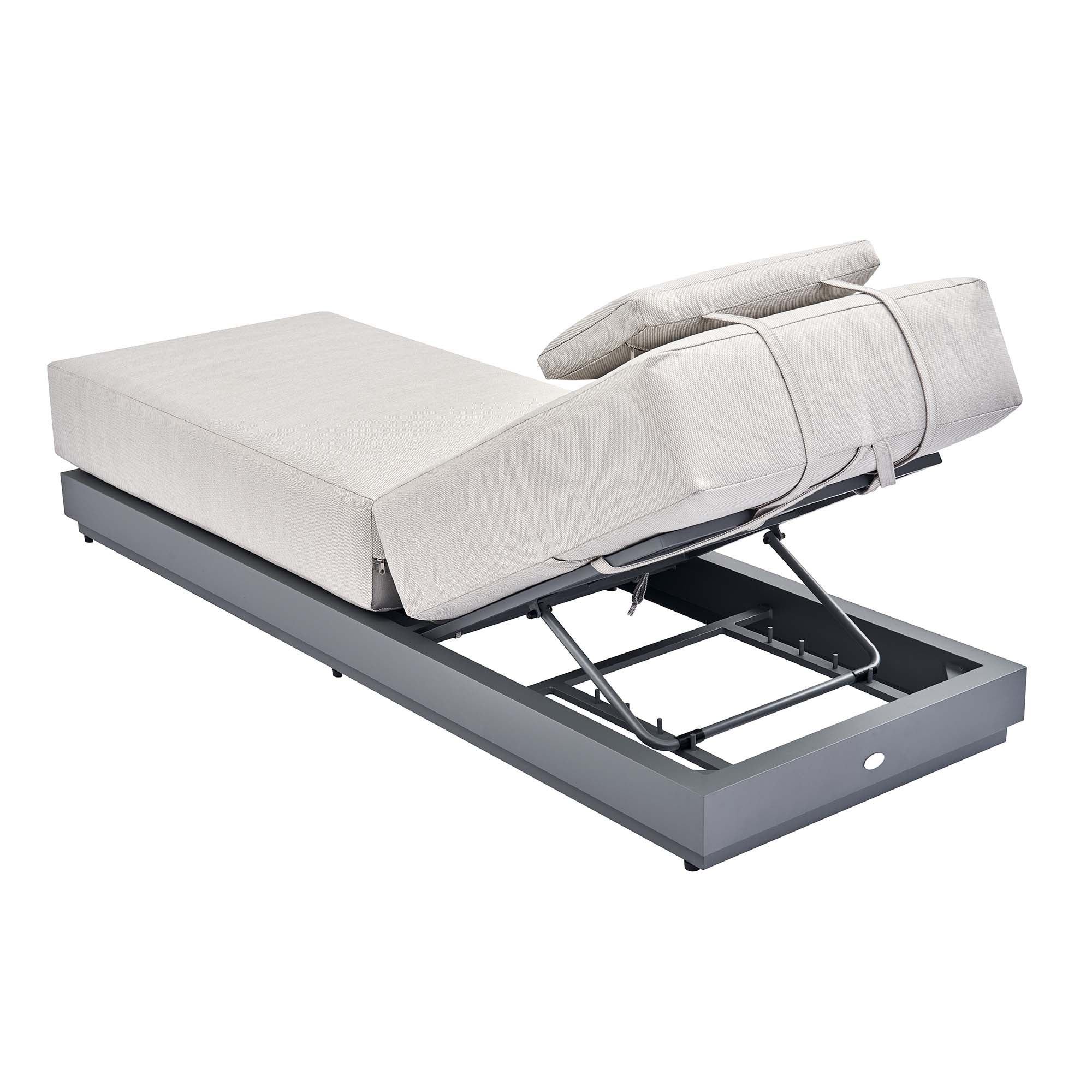 Pedra Rope and Aluminium Outdoor Sun Lounger, Grey - Image 6