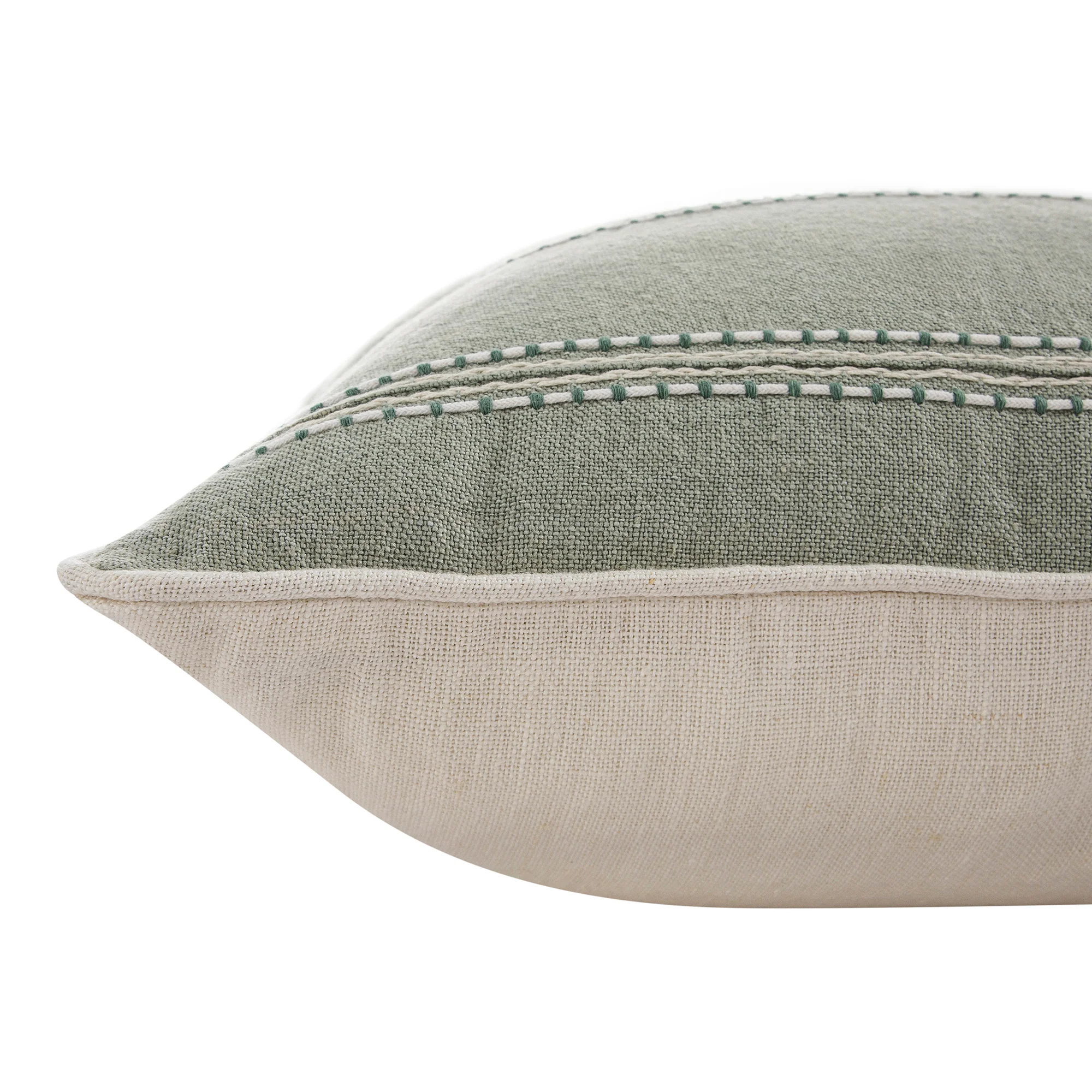 Pembroke Stripe 100% Linen Green Cushion - Image 4
