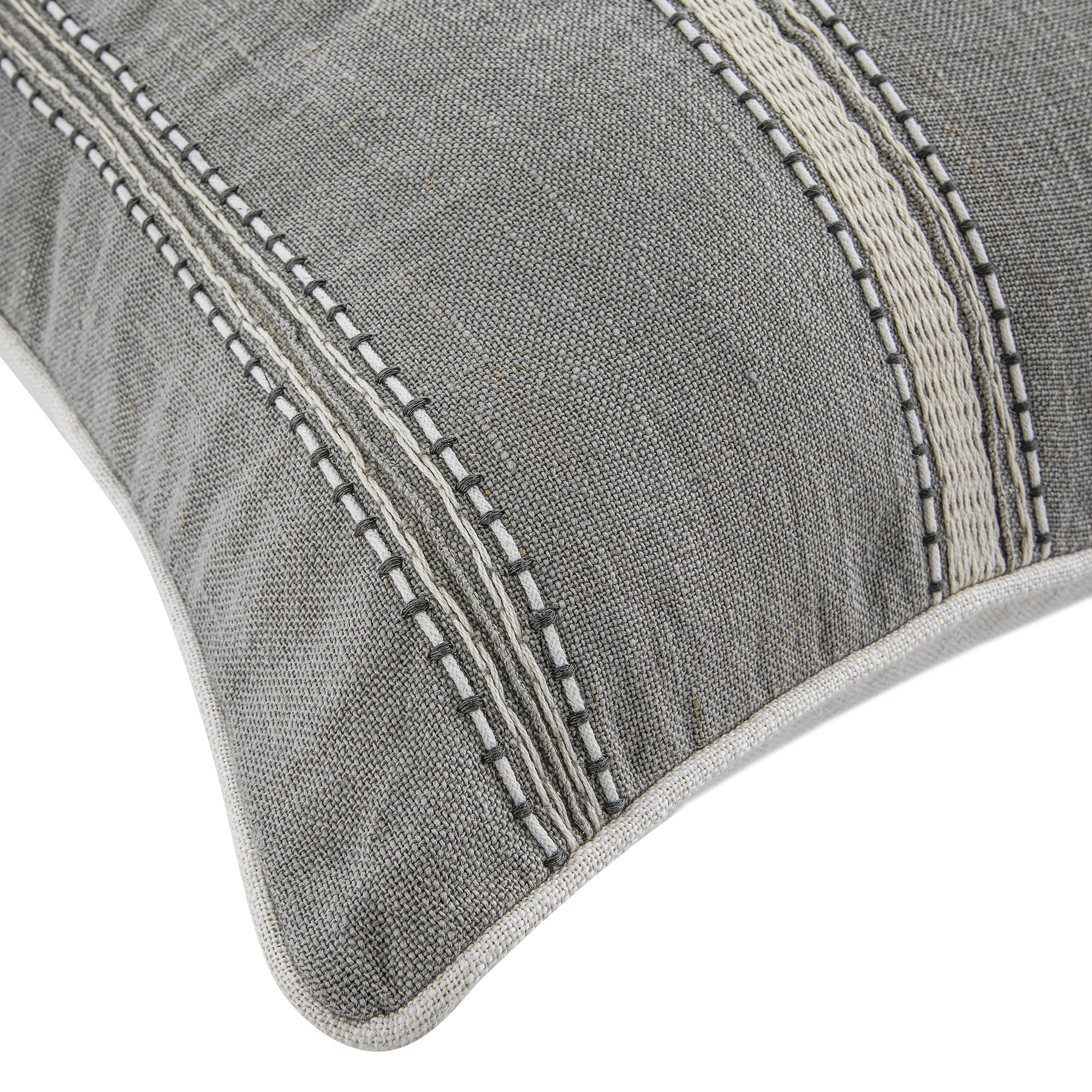 Pembroke Stripe 100% Linen Grey Cushion - Image 3