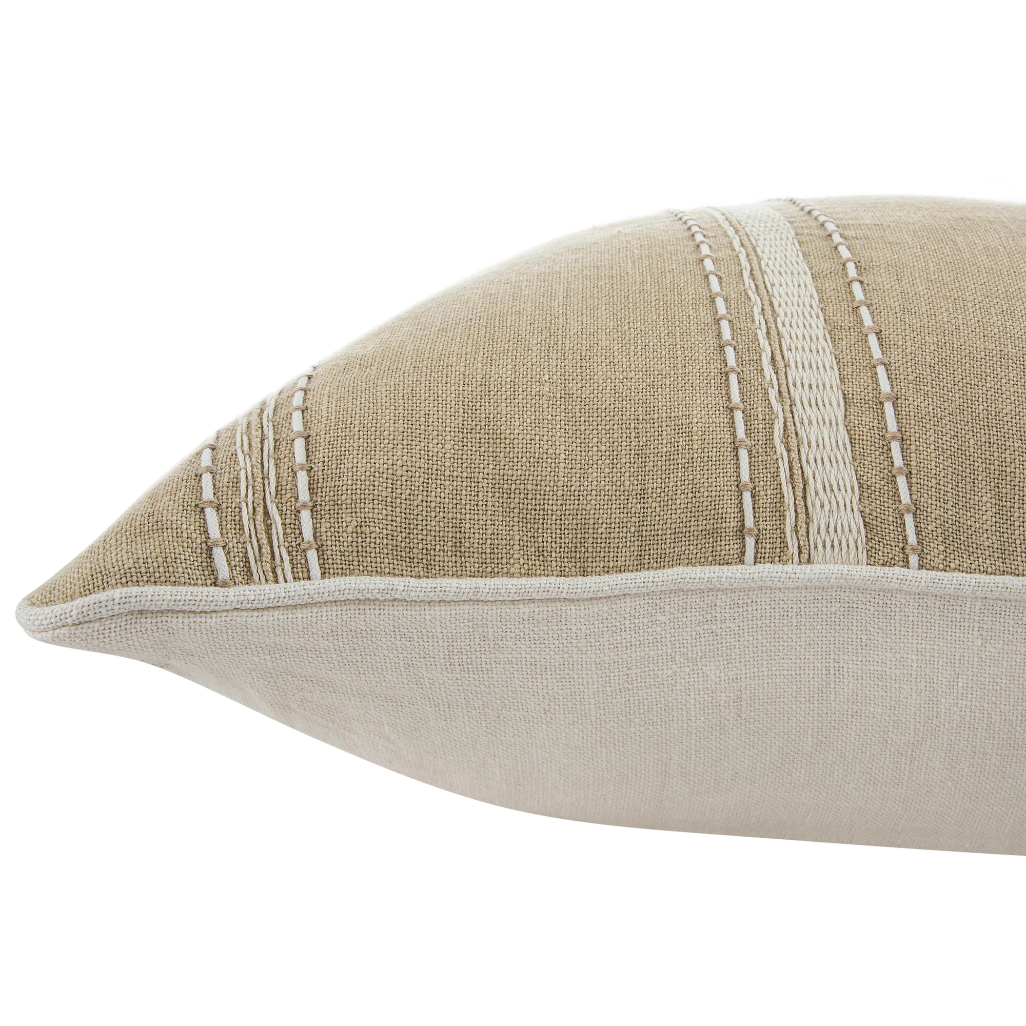 Pembroke Stripe 100% Linen Oatmeal Cushion - Image 4