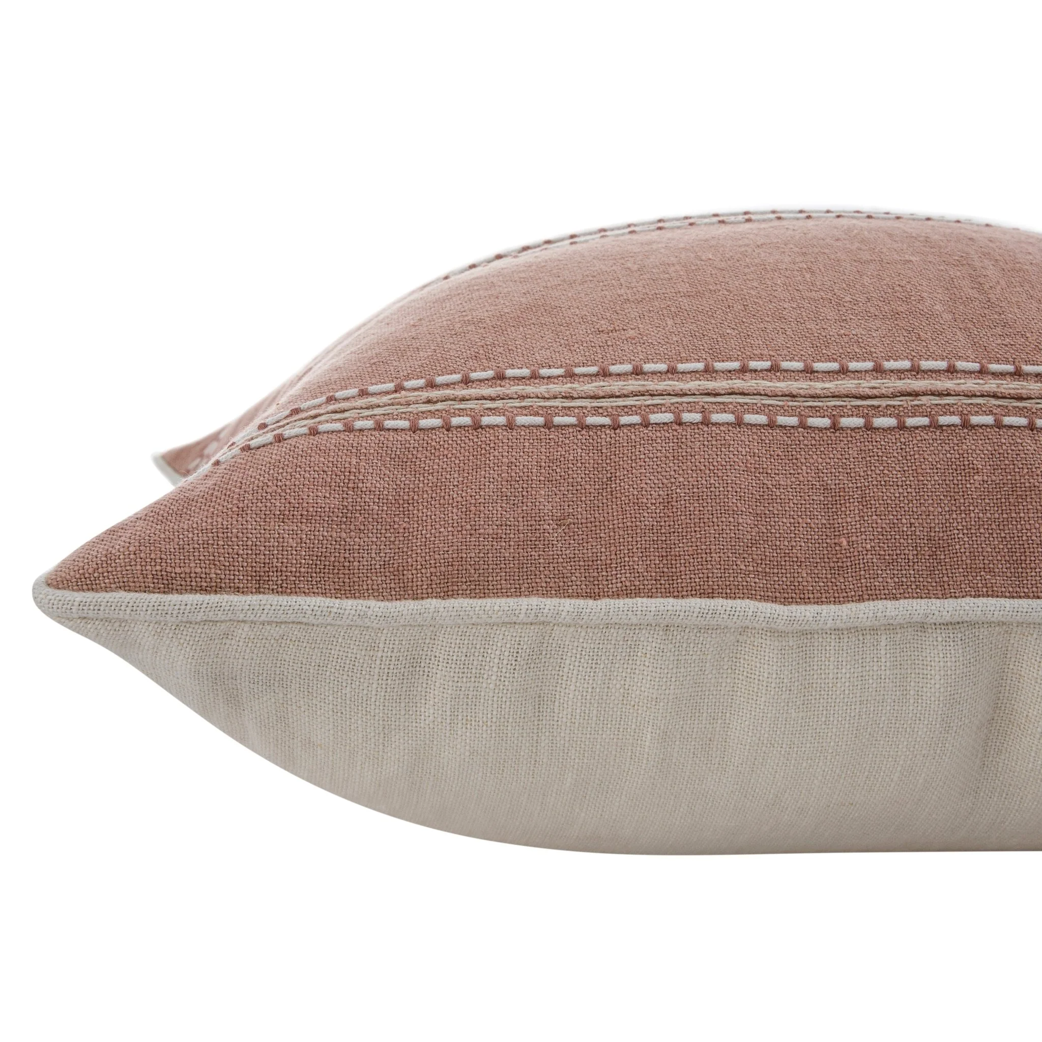 Pembroke Stripe 100% Linen Pink Cushion - Image 4