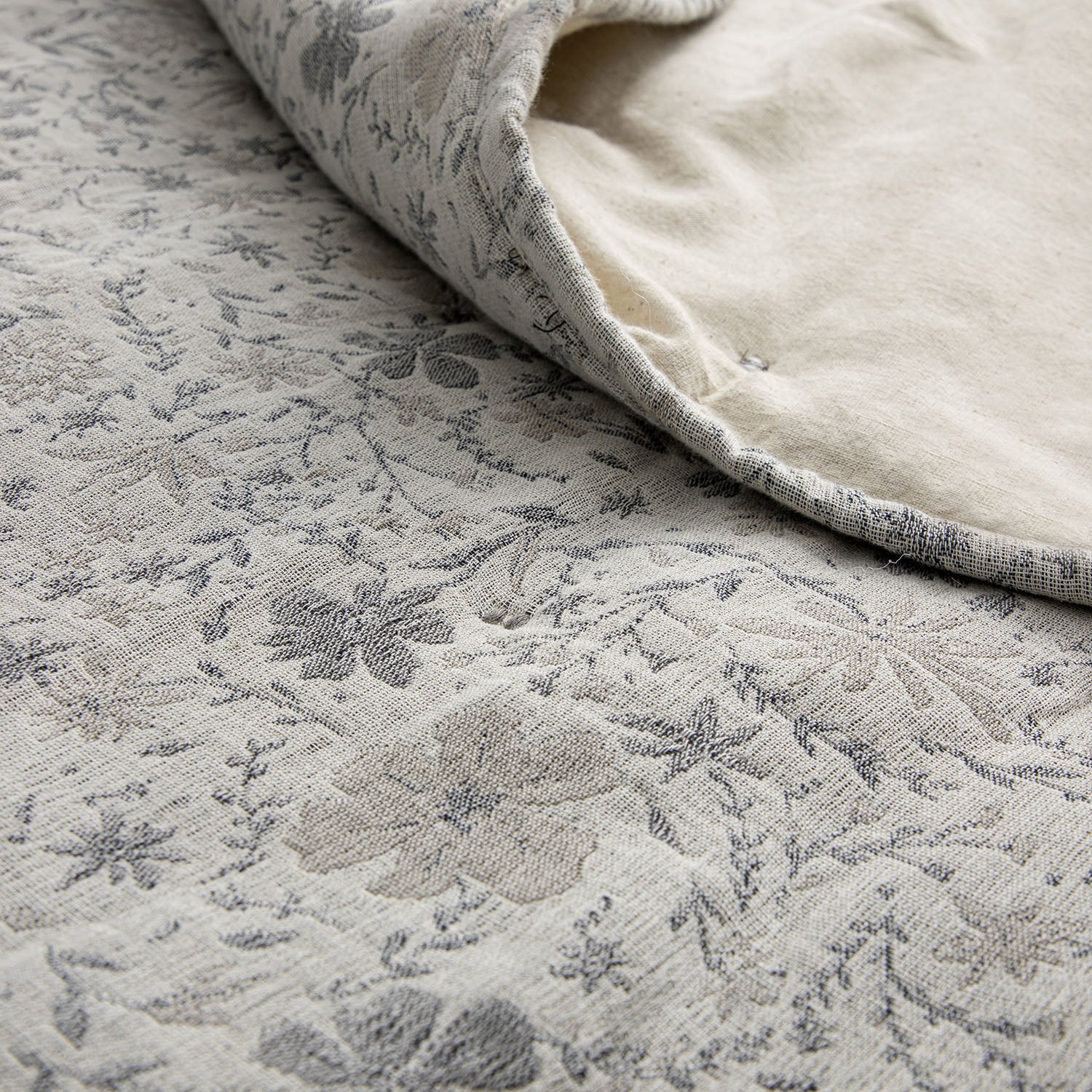 Penelope Grey Ditsy Floral Jacquard Quilted Cotton Bedspread - Image 5