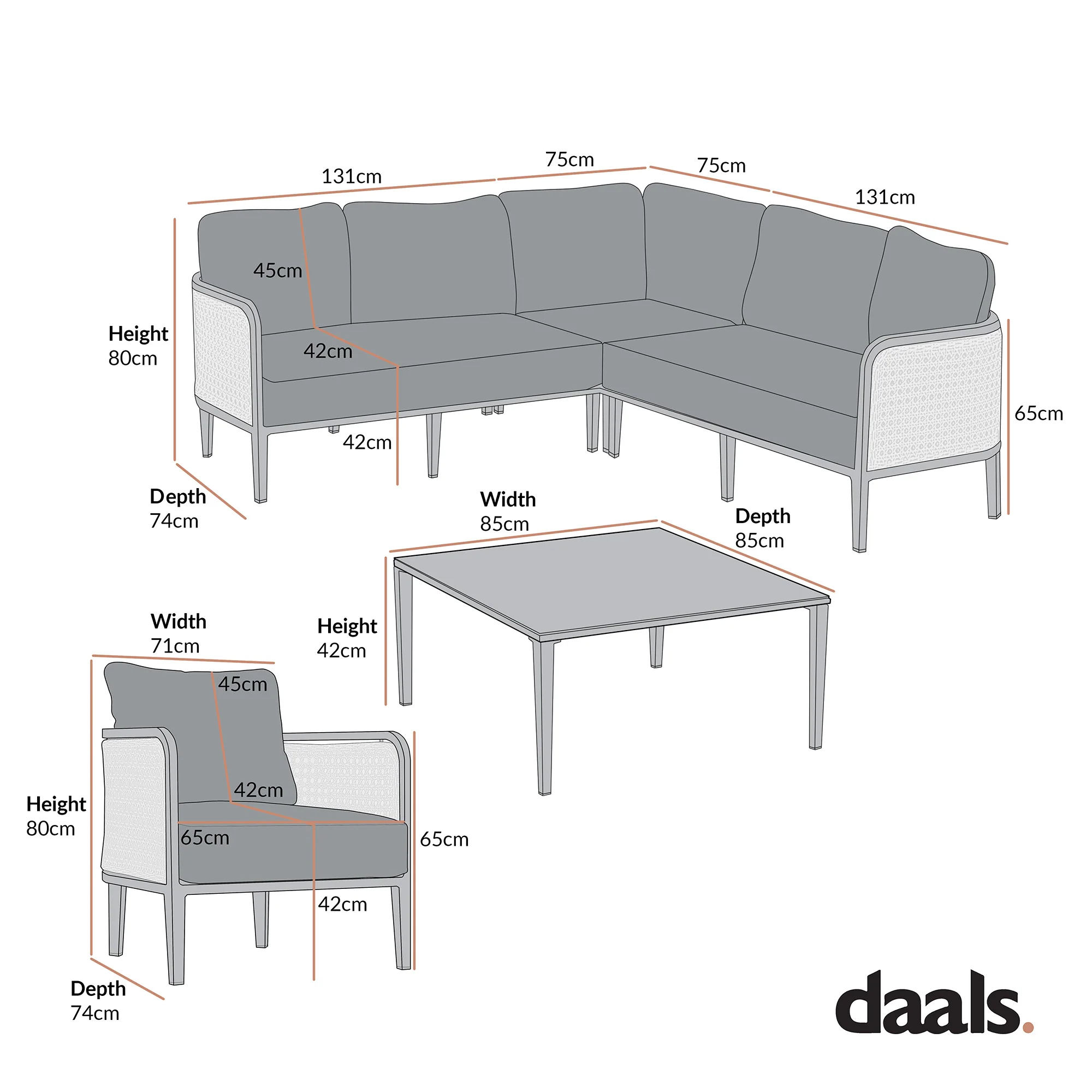Pienza Outdoor Rattan Corner Sofa Set, Sage Green Fabric with Light Walnut Frame - Image 12